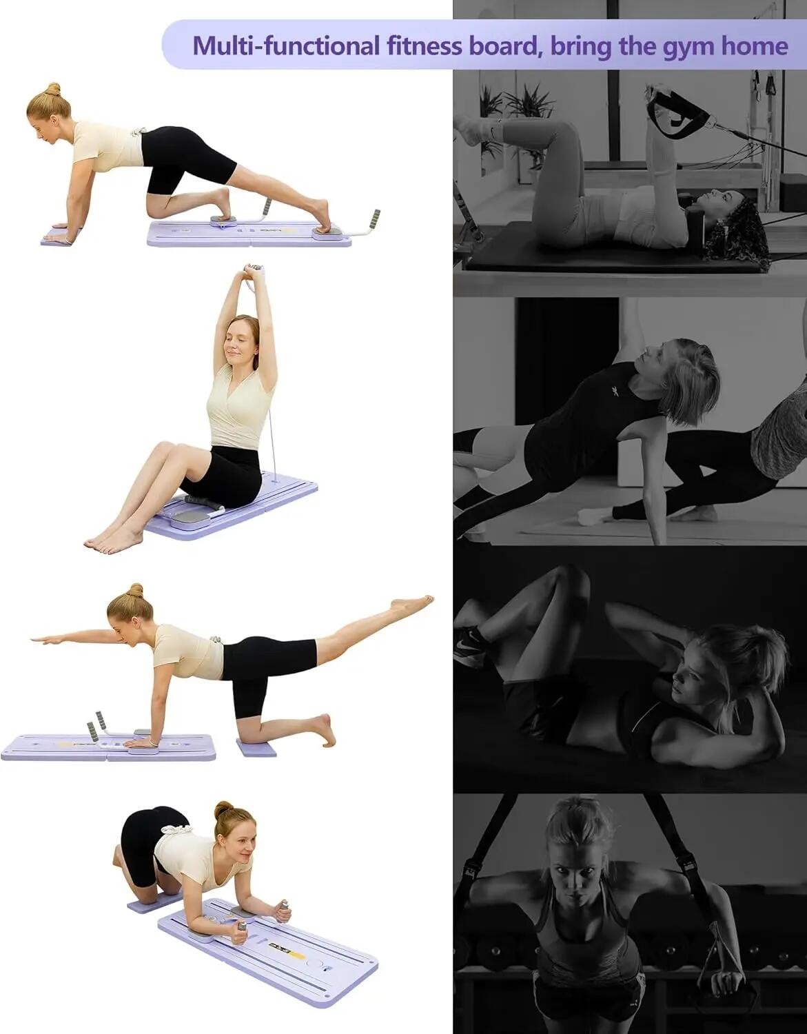 Home Pilates CF301, Planche Reformer pliable pour maison, cordes élastiques 6/9