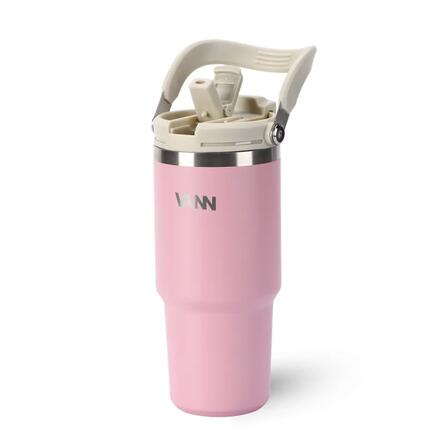 Drinkfles - Flow Tumbler 750 ML - RVS met ingebouwd rietje - Roze