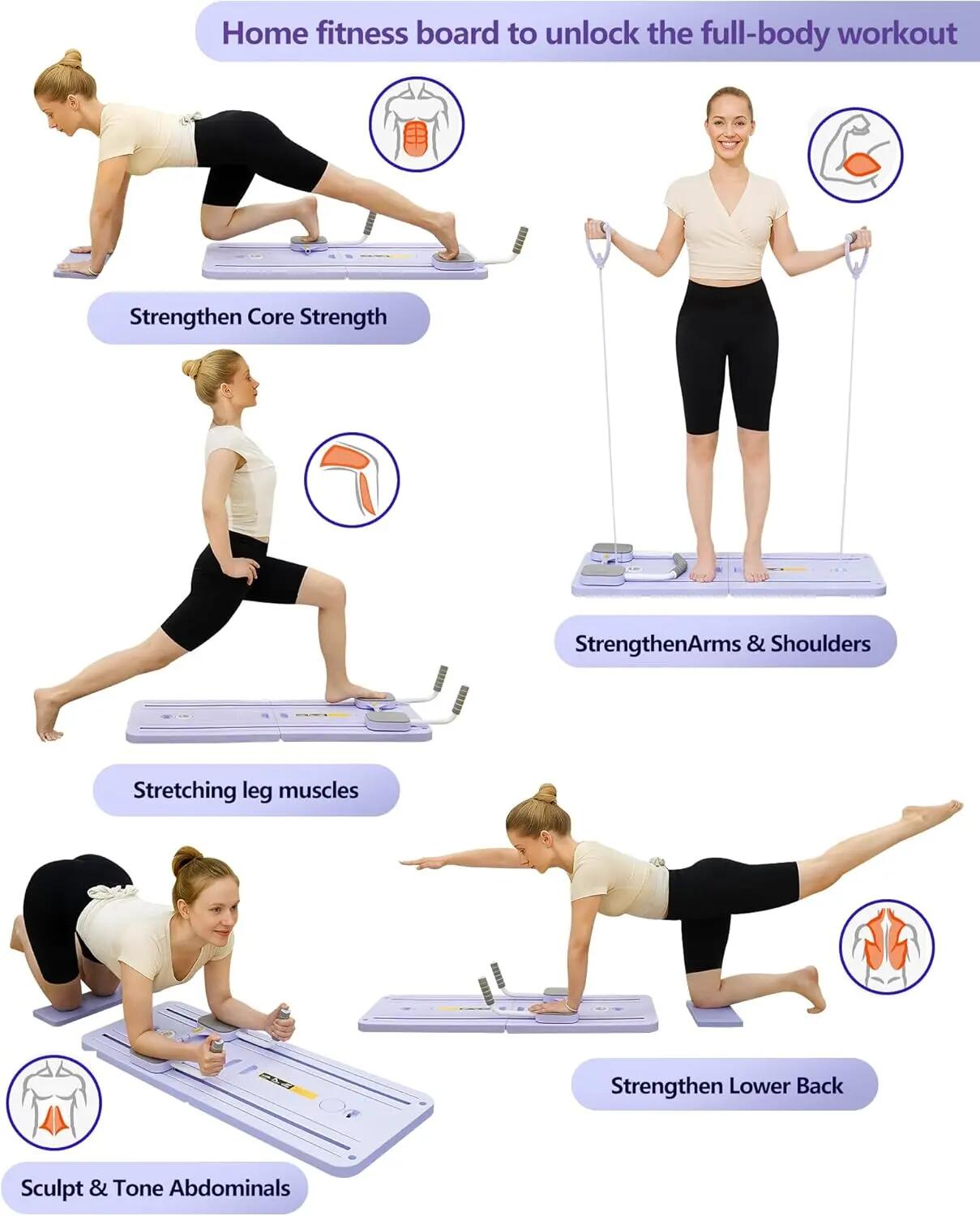 Home Pilates CF301, Planche Reformer pliable pour maison, cordes élastiques 2/9