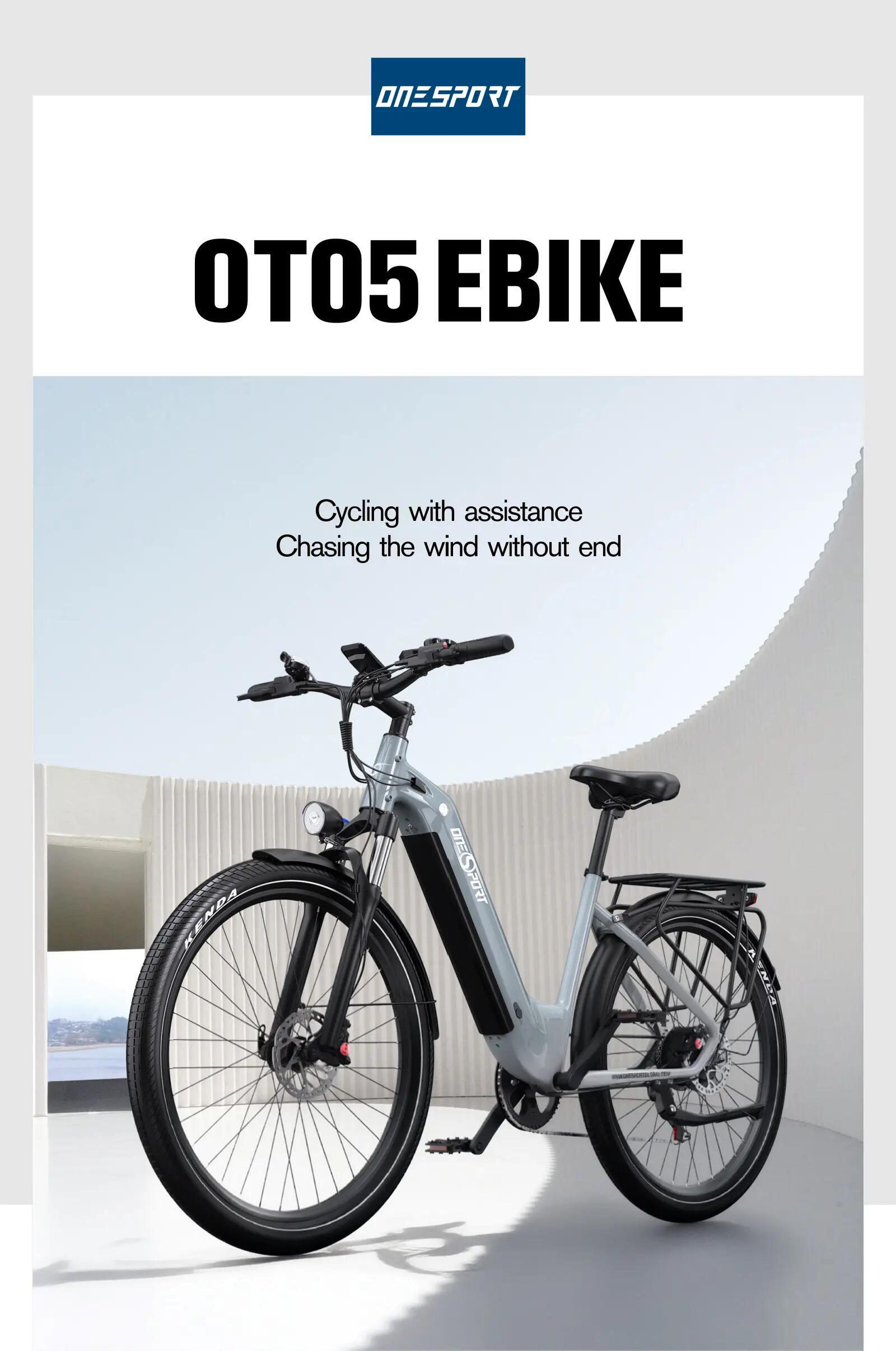 Bicicleta eléctrica para adultos ONESPORT OT05, batería de 36V 18,2Ah 9/15