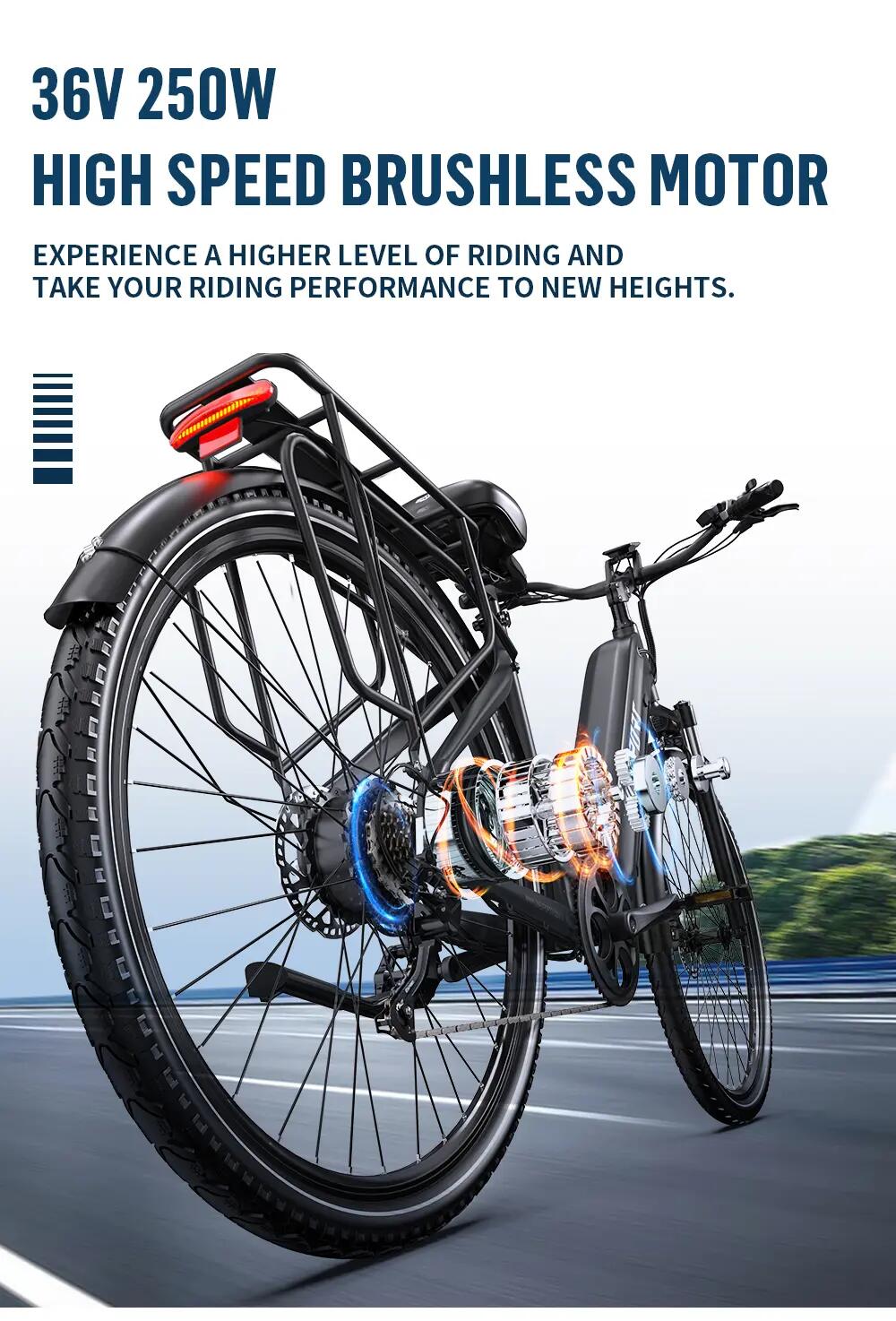 Bicicleta Eléctrica Urbana ONESPORT OT05 Pro｜Motor 250W｜Batería 36V 22.5Ah 6/10