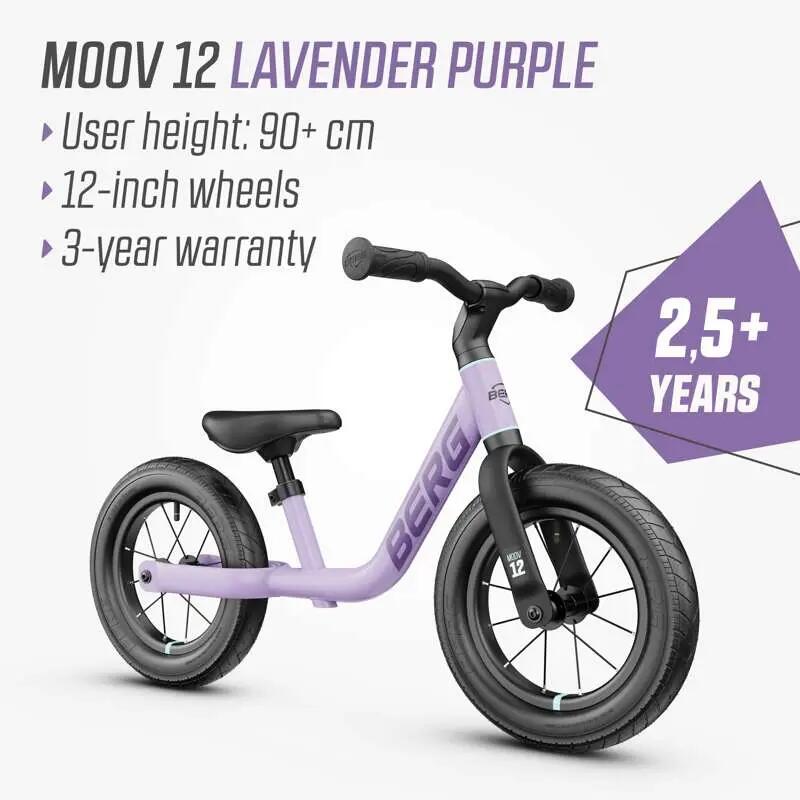 Loopfiets voor Kinderen, 2,5+ Jaar, MOOV 12 Lavendel Paars 2/7