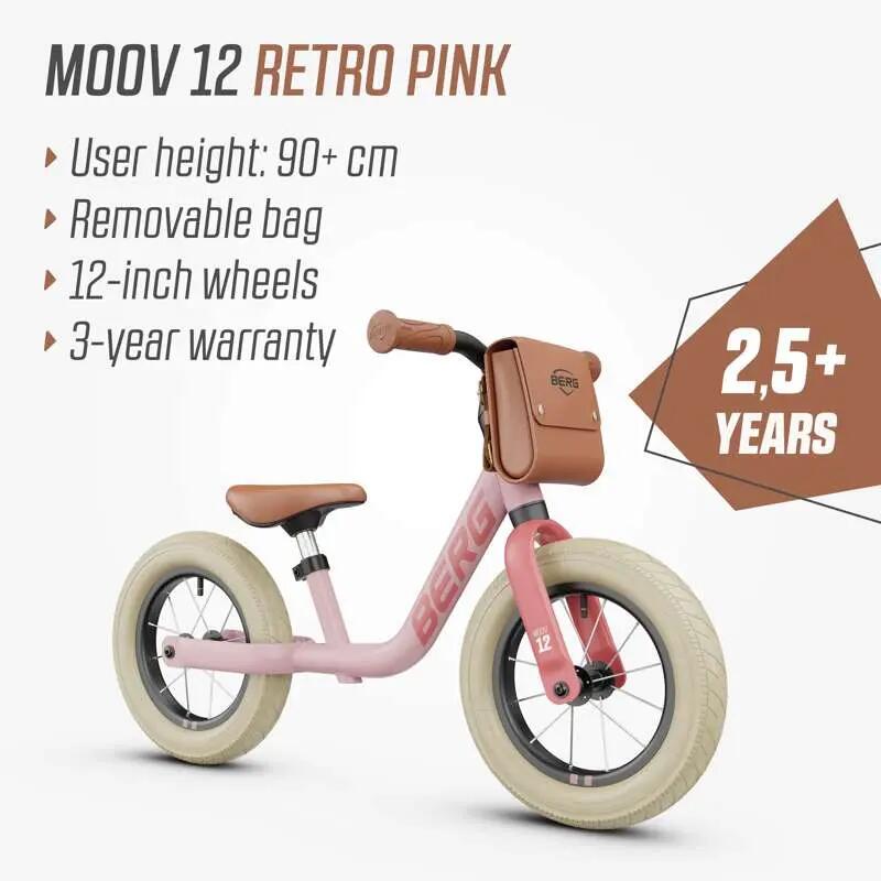 Draisienne pour Enfants, 2,5+ Ans, 12 Pouces, MOOV 12 Retro Rose 2/7