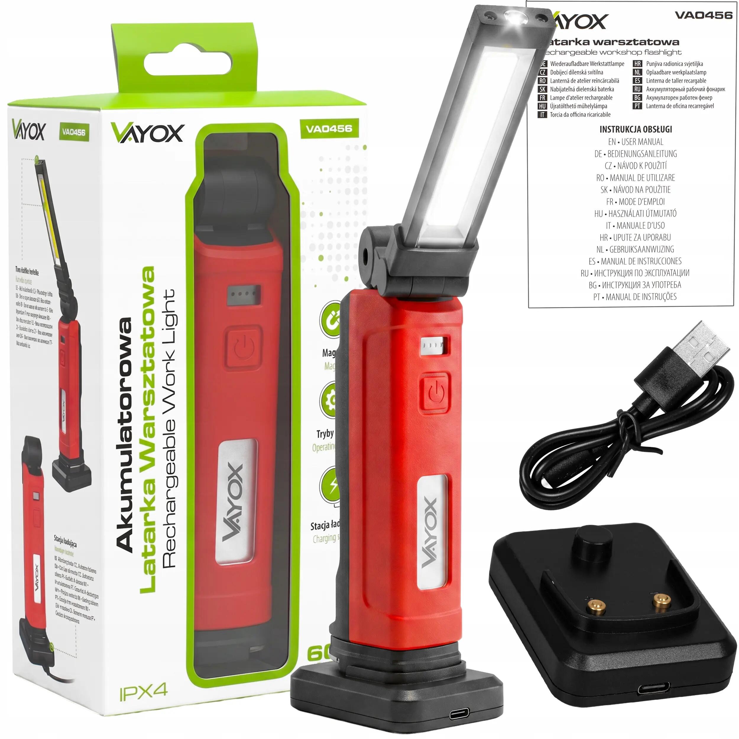 Latarka kempingowa Vayox VA0456 600lm akumulatorowa powerbank 15/15