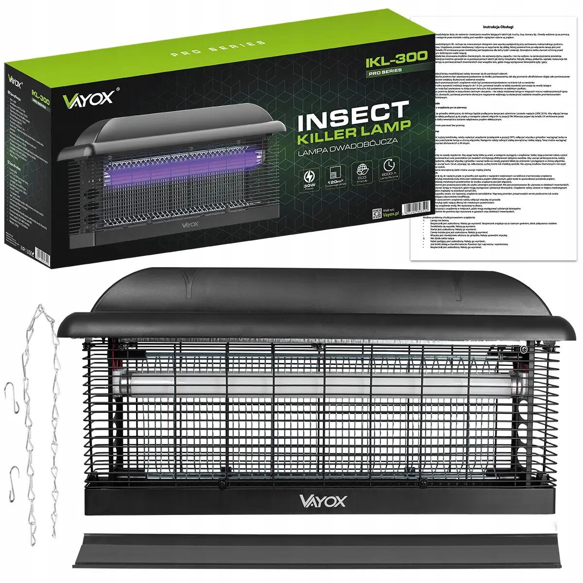 UV-insectendoderlamp VAYOX IKL-300 PRO 30W voor muggen en vliegen, 180m2 15/15
