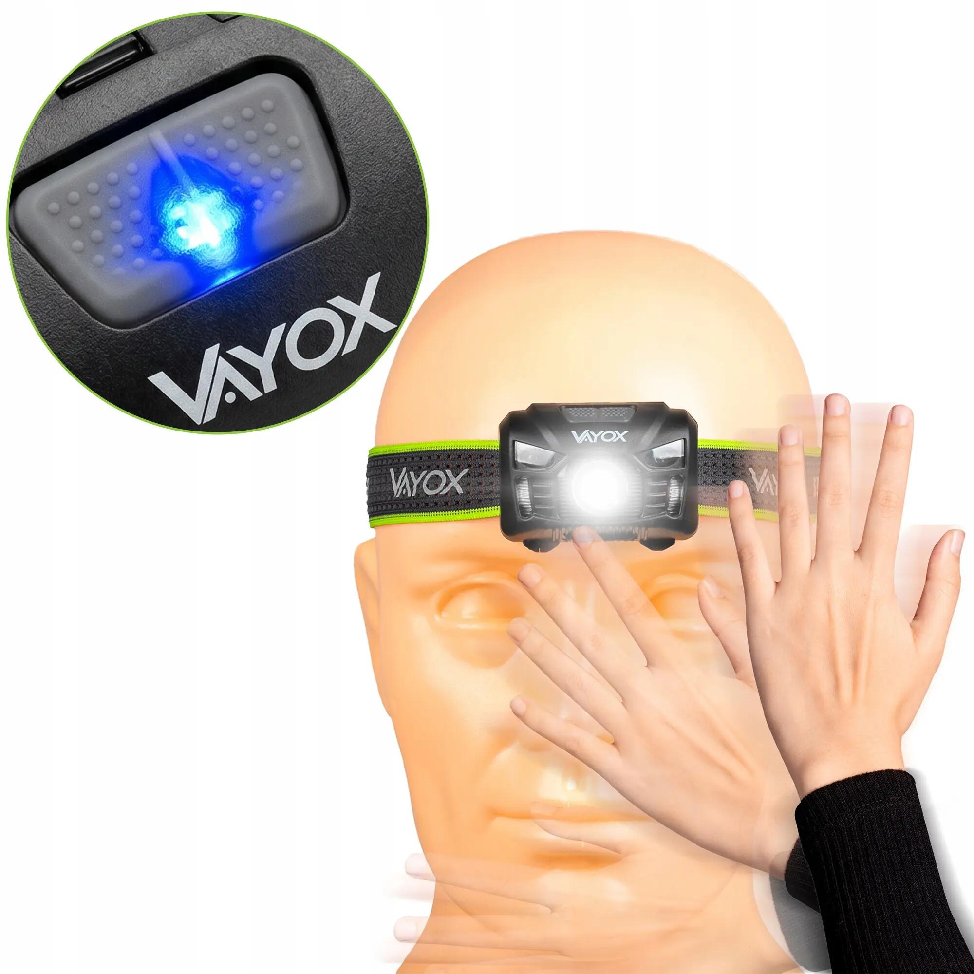 VAYOX VA0020 hoofdlamp, oplaadbaar, met bewegingssensor 8/15
