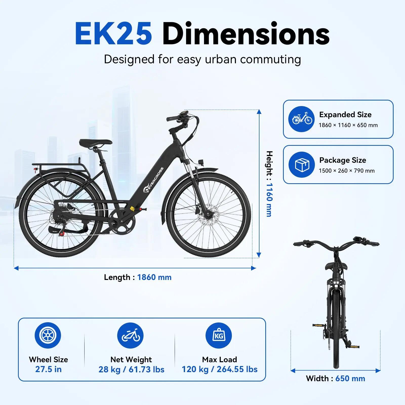 Bicicleta elétrica adulta 27,5" EK25 -Sensor de torque, 250W, 36V 13Ah, NFC, APP 3/15