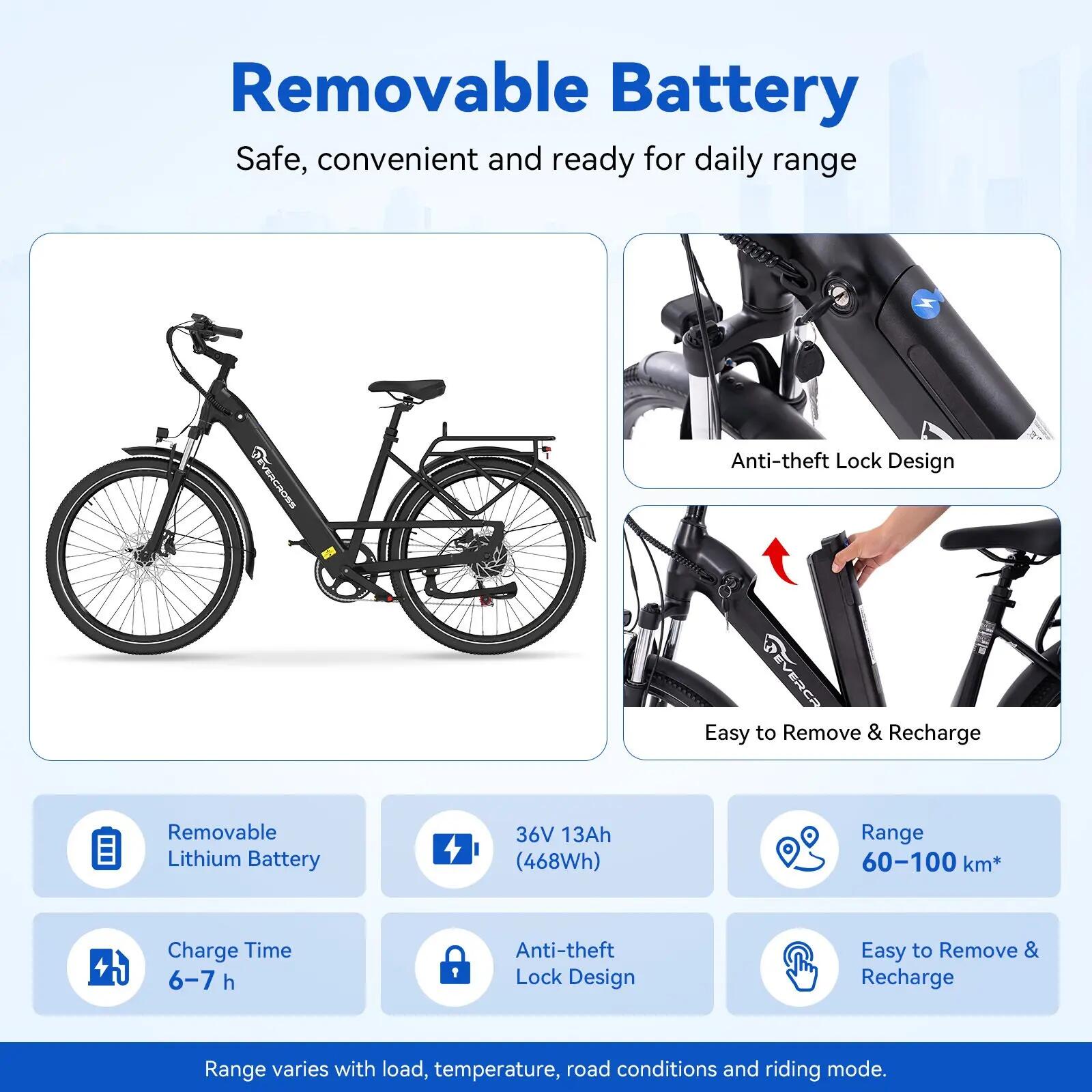 Bicicleta elétrica adulta 27,5" EK25 -Sensor de torque, 250W, 36V 13Ah, NFC, APP 11/15