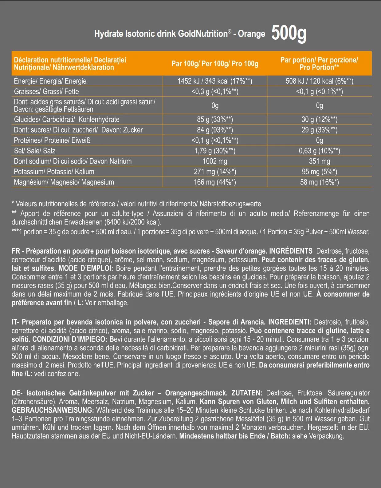 Hydrate Isotonique H30 Orange - 500 g 2/2