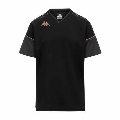 Shirt - teamsport - heren - mianto - korte mouw, mesh inzet - zwart/grijs