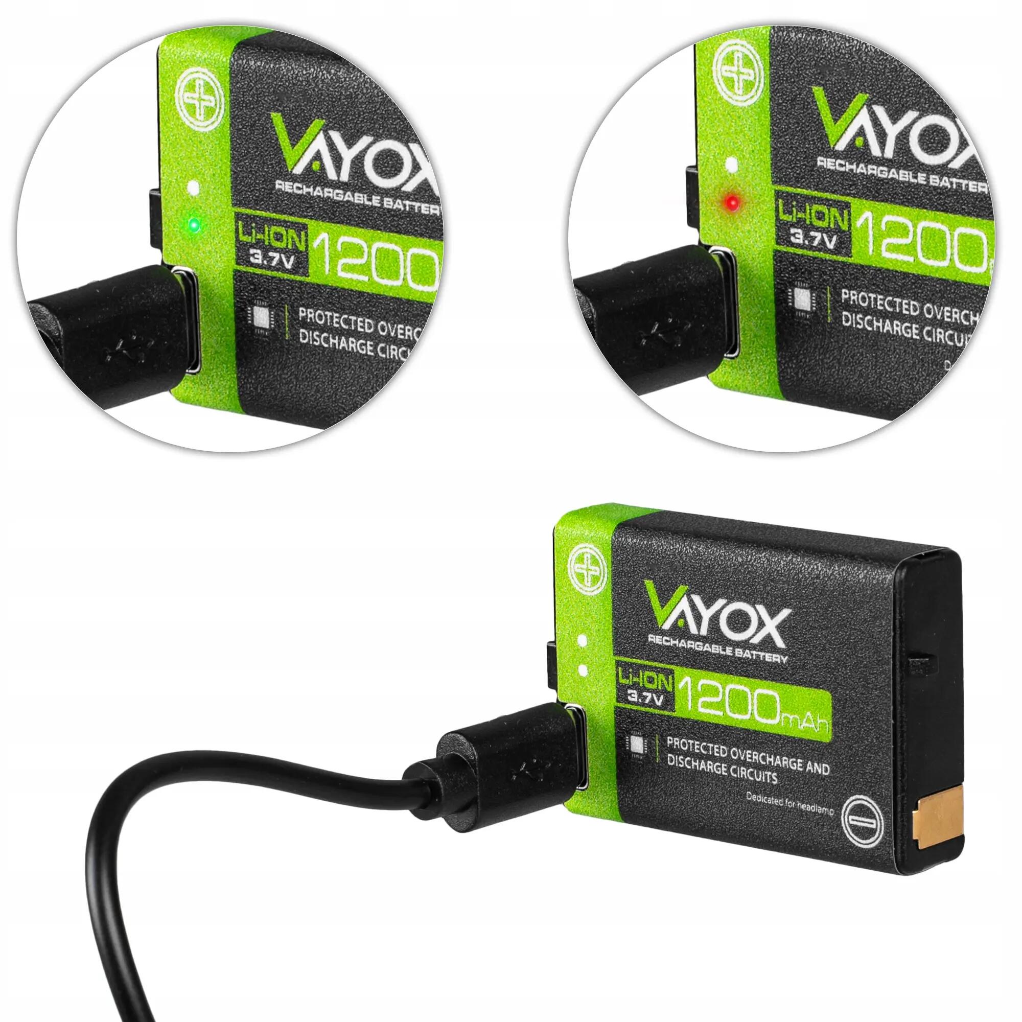 Vayox VA0078 hoofdlamp, 500lm, oplaadbaar, met hybride voeding 9/16
