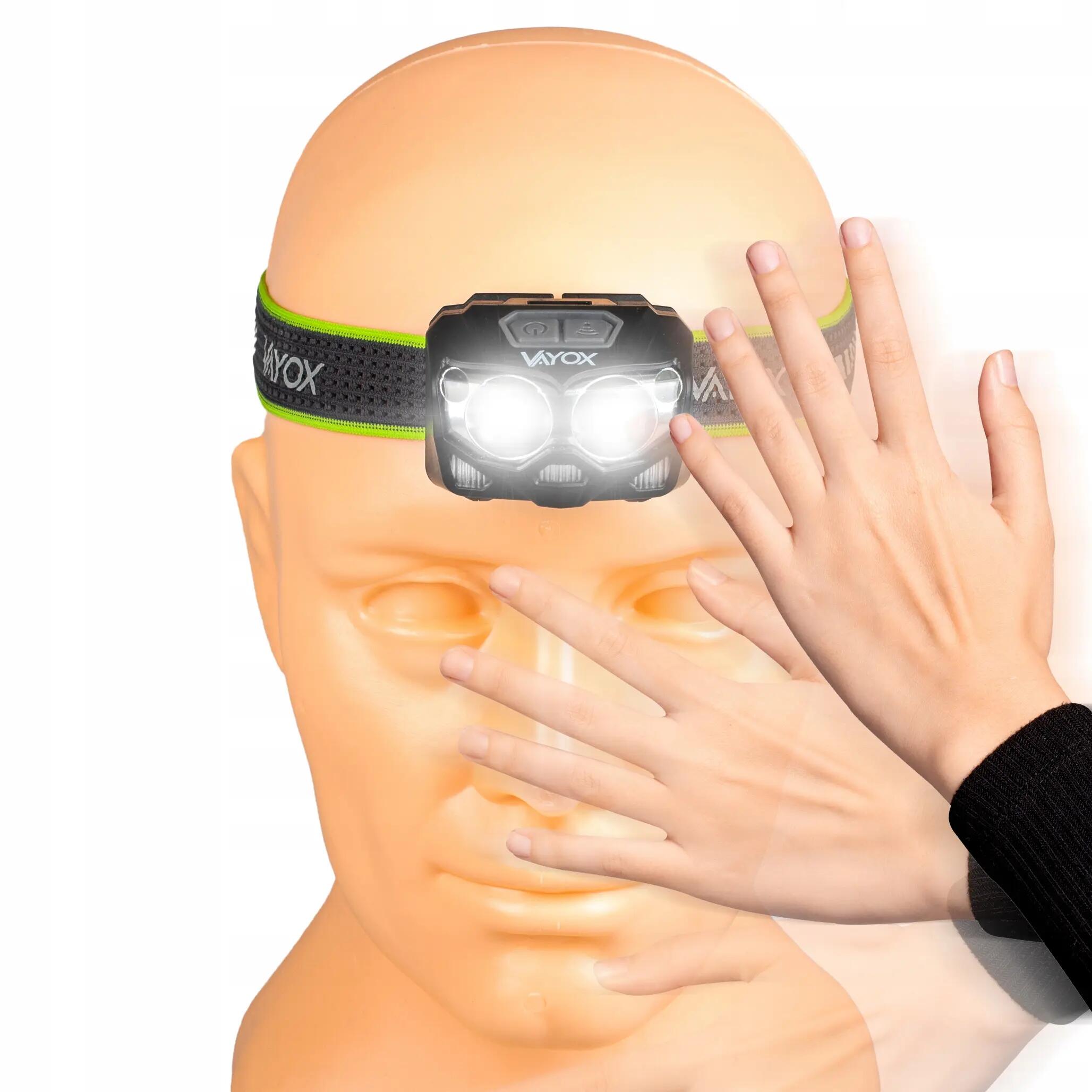 Vayox VA0078 hoofdlamp, 500lm, oplaadbaar, met hybride voeding 8/16