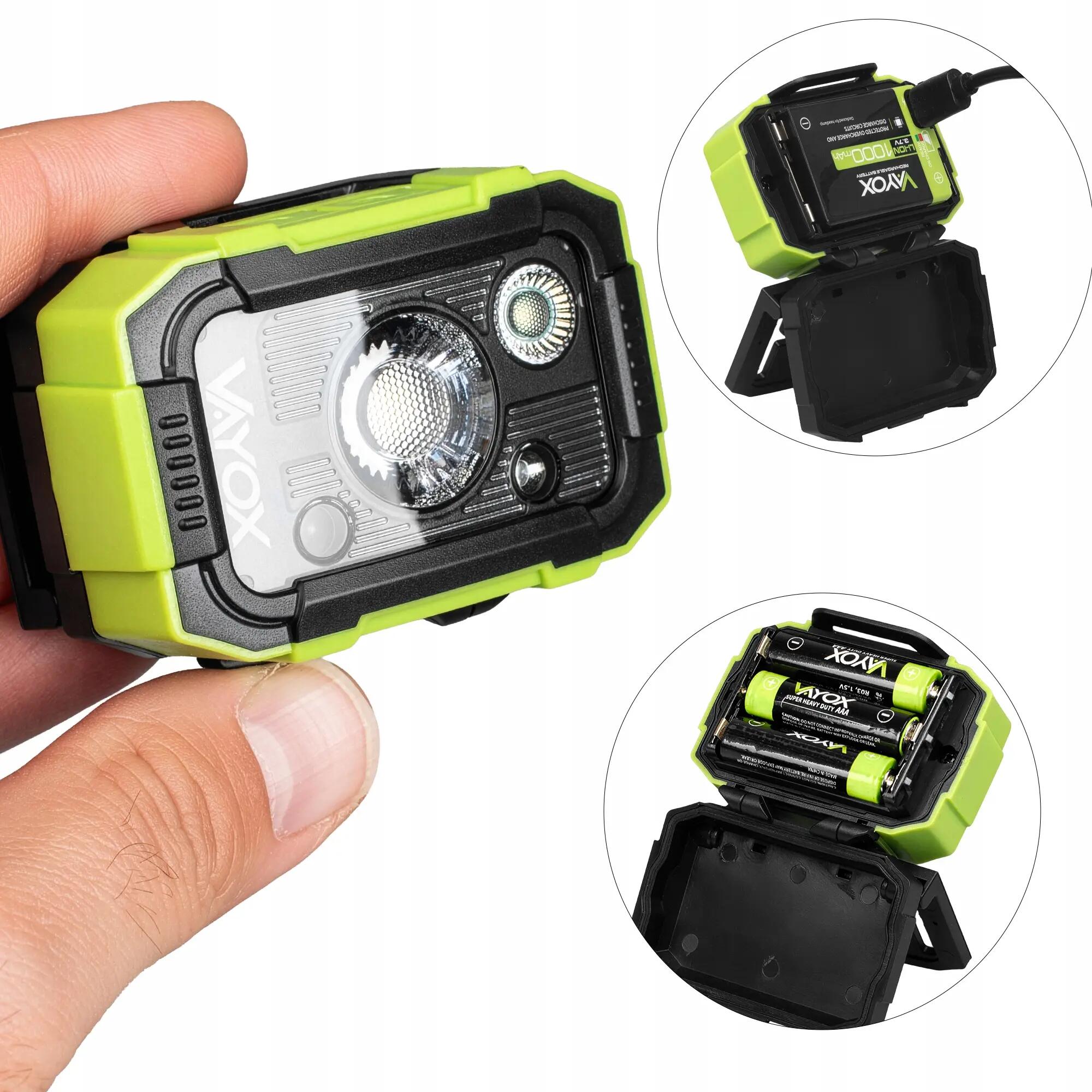 Latarka czołowa Vayox VA0415, 500lm, akumulatorowa, USB-C, odporna 7/16