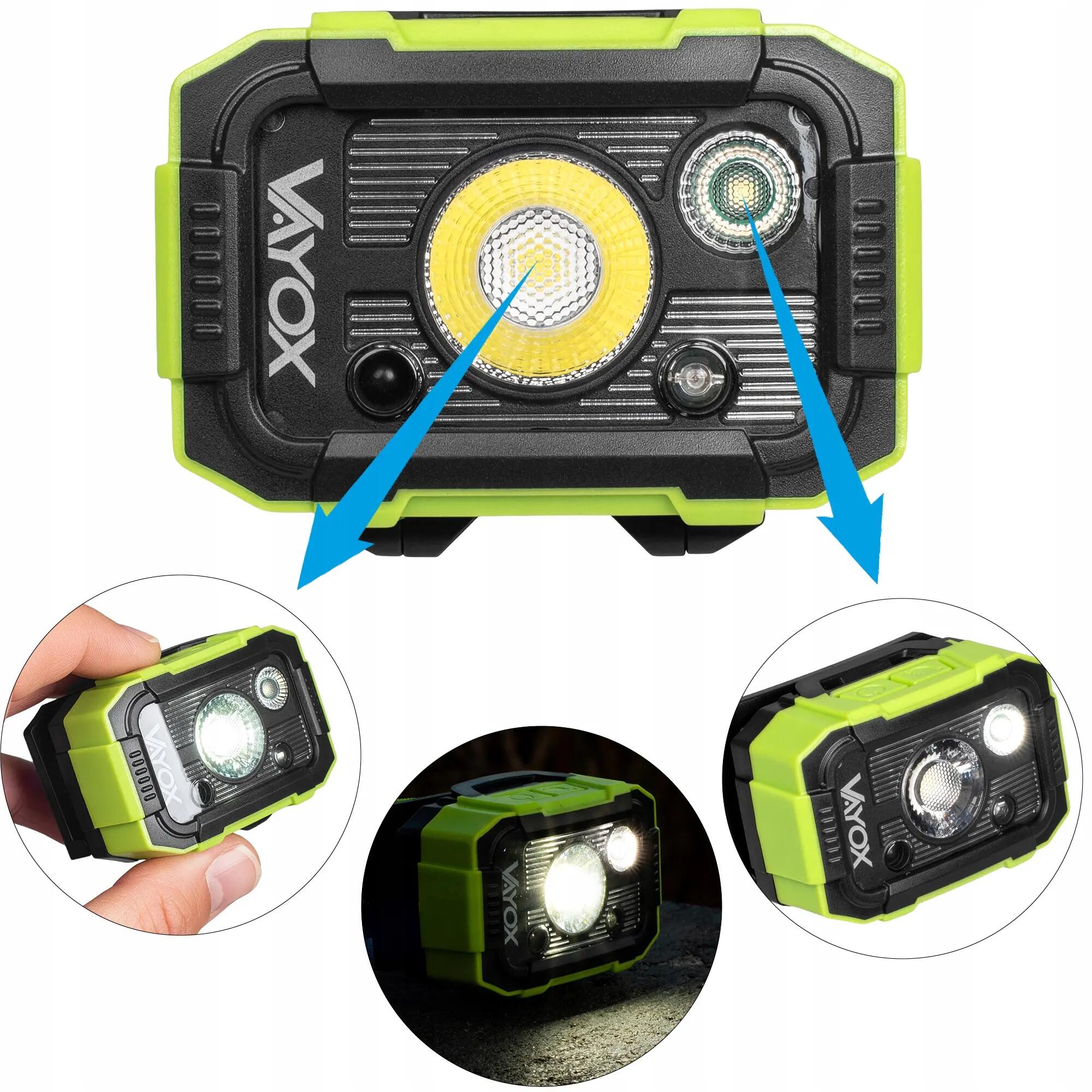 Latarka czołowa Vayox VA0415, 500lm, akumulatorowa, USB-C, odporna 3/16