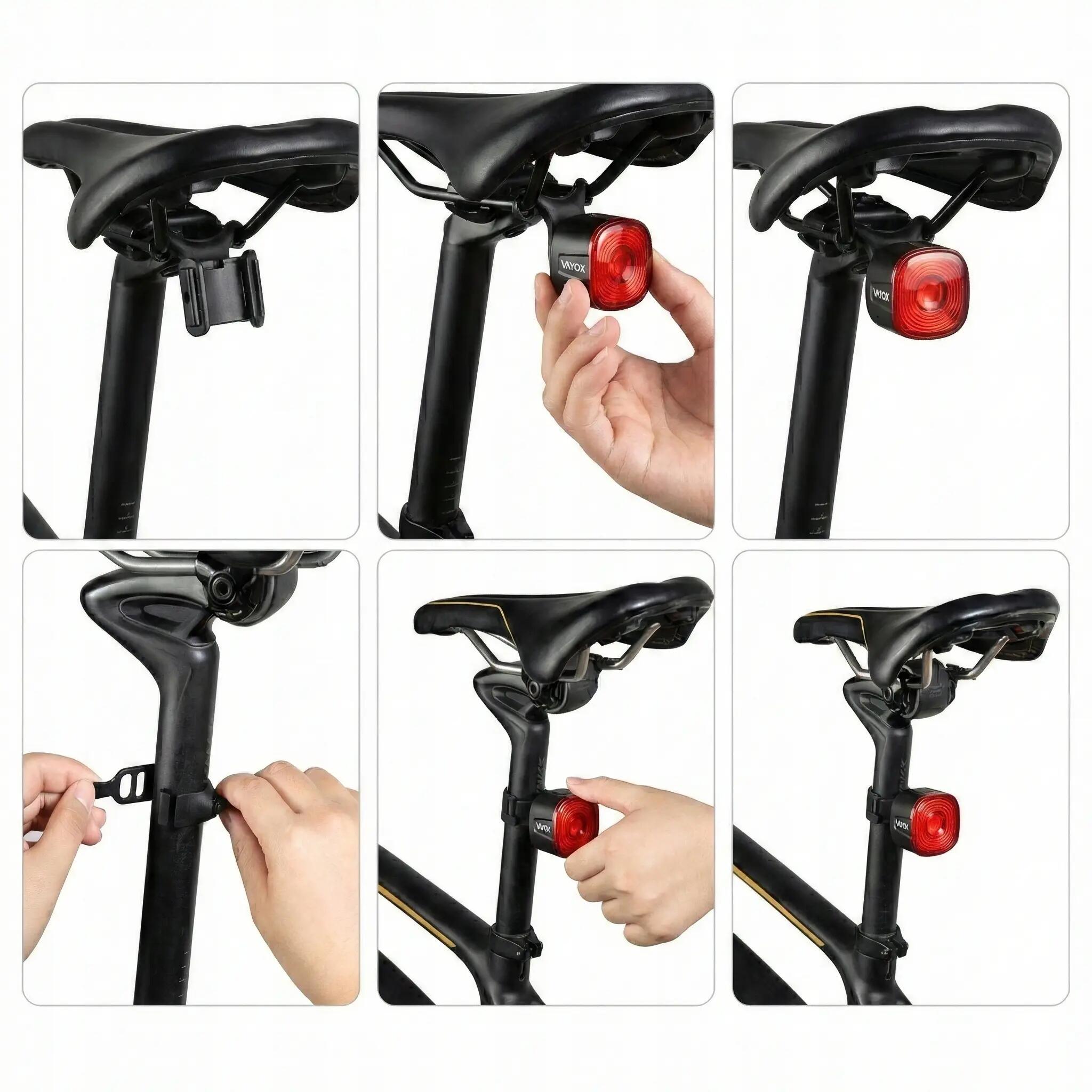 Lámpara de bicicleta trasera Vayox VA0156, 100lm, luz roja, IPX6, USB-C 6/15