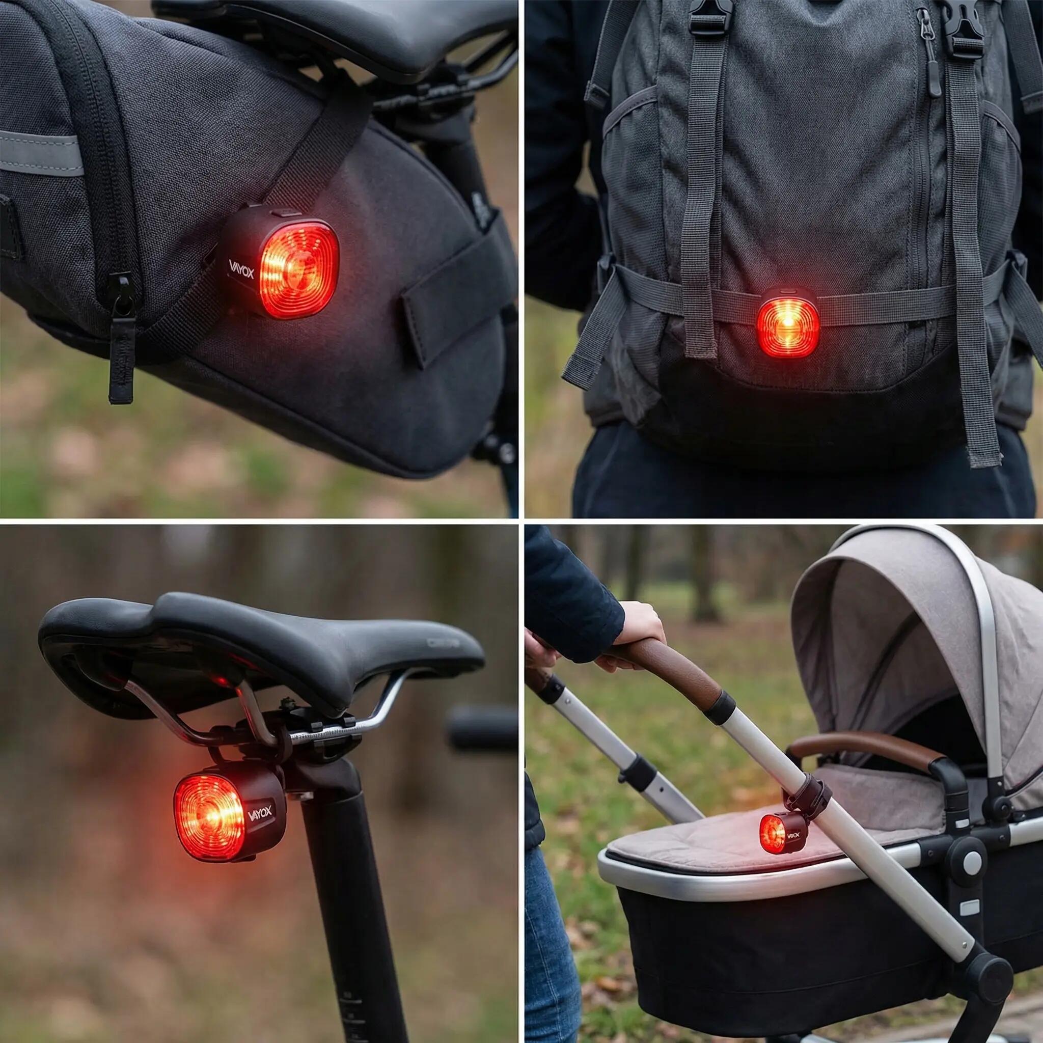Lámpara de bicicleta trasera Vayox VA0156, 100lm, luz roja, IPX6, USB-C 5/15