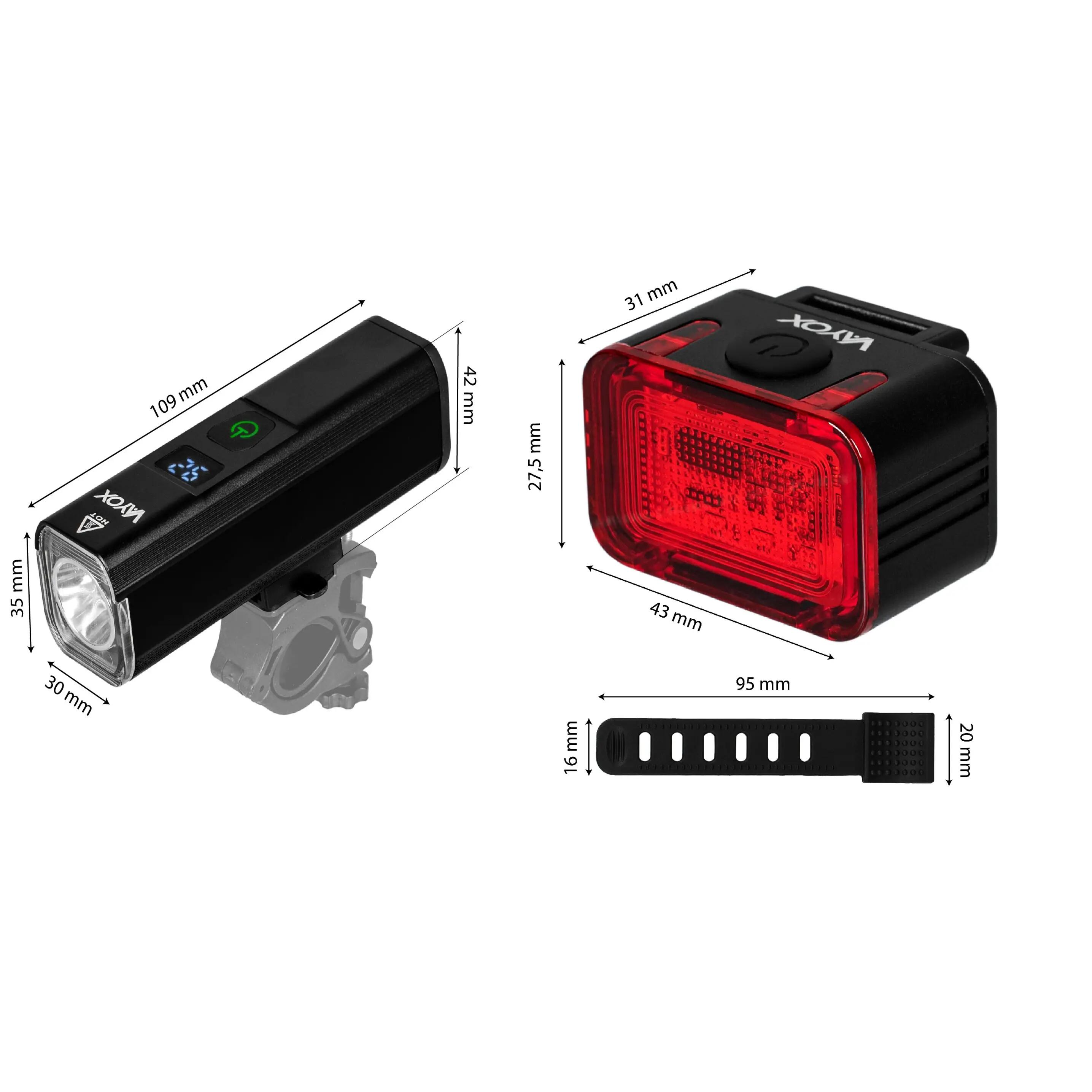 Set fietslampen VAYOX VA0071 + VA0152 voor en achter USB-C 12/14