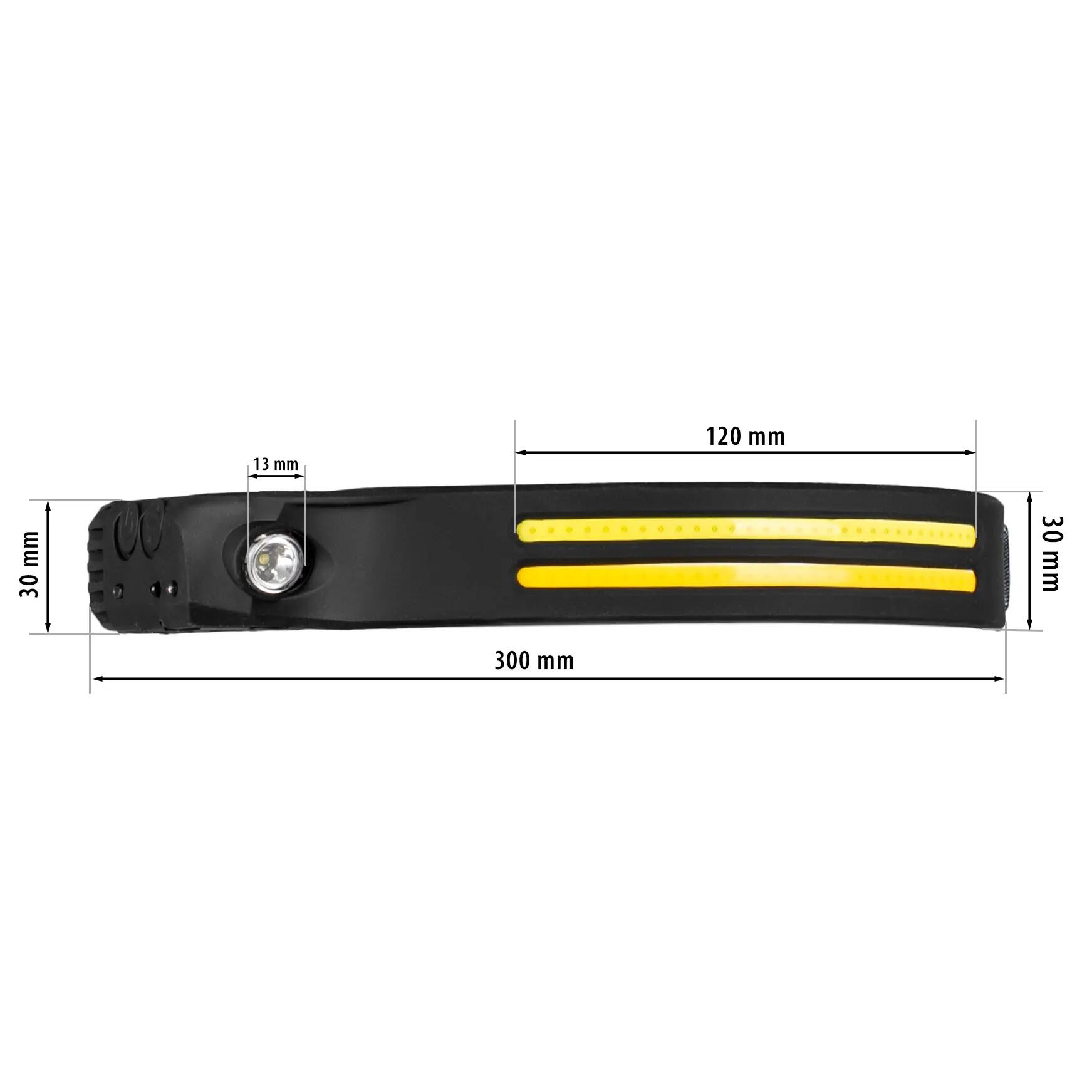Čelovka VA0129 300lm, akumulátorová, 3x LED, USB-C, silikonová 9/10