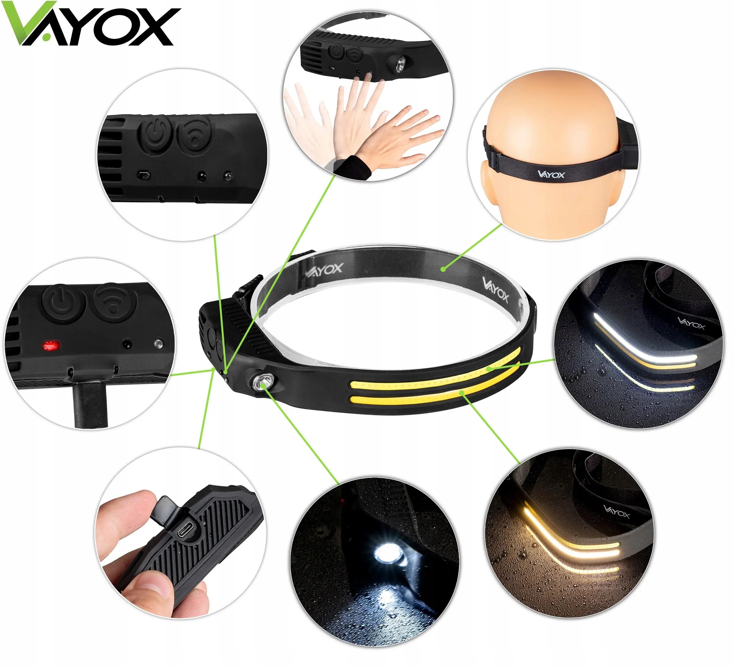 Čelovka VA0129 300lm, akumulátorová, 3x LED, USB-C, silikonová 3/10