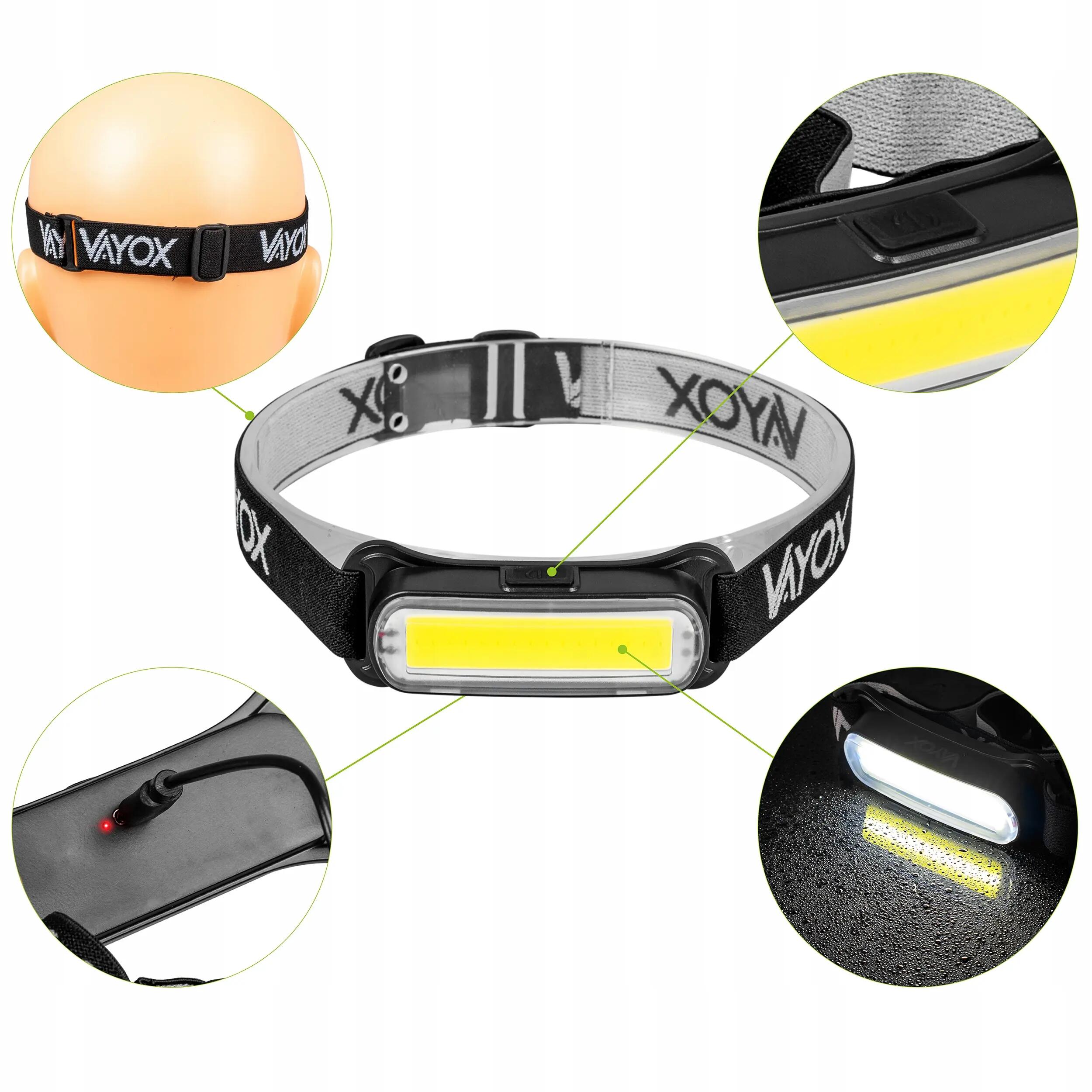 Lampe frontale Vayox VA0177, 300lm, rechargeable, USB-C 5/14