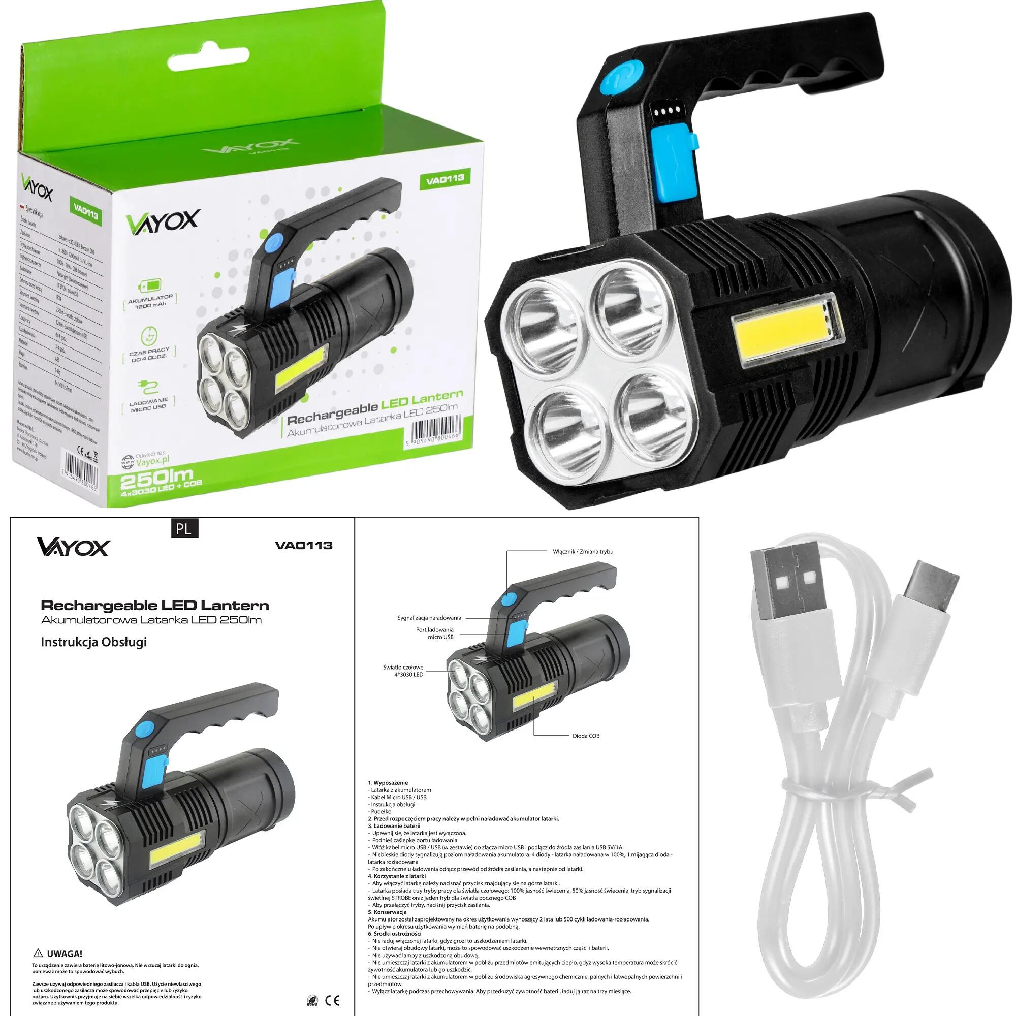 Vayox VA0113 projector met 250lm zijverlichting 14/14