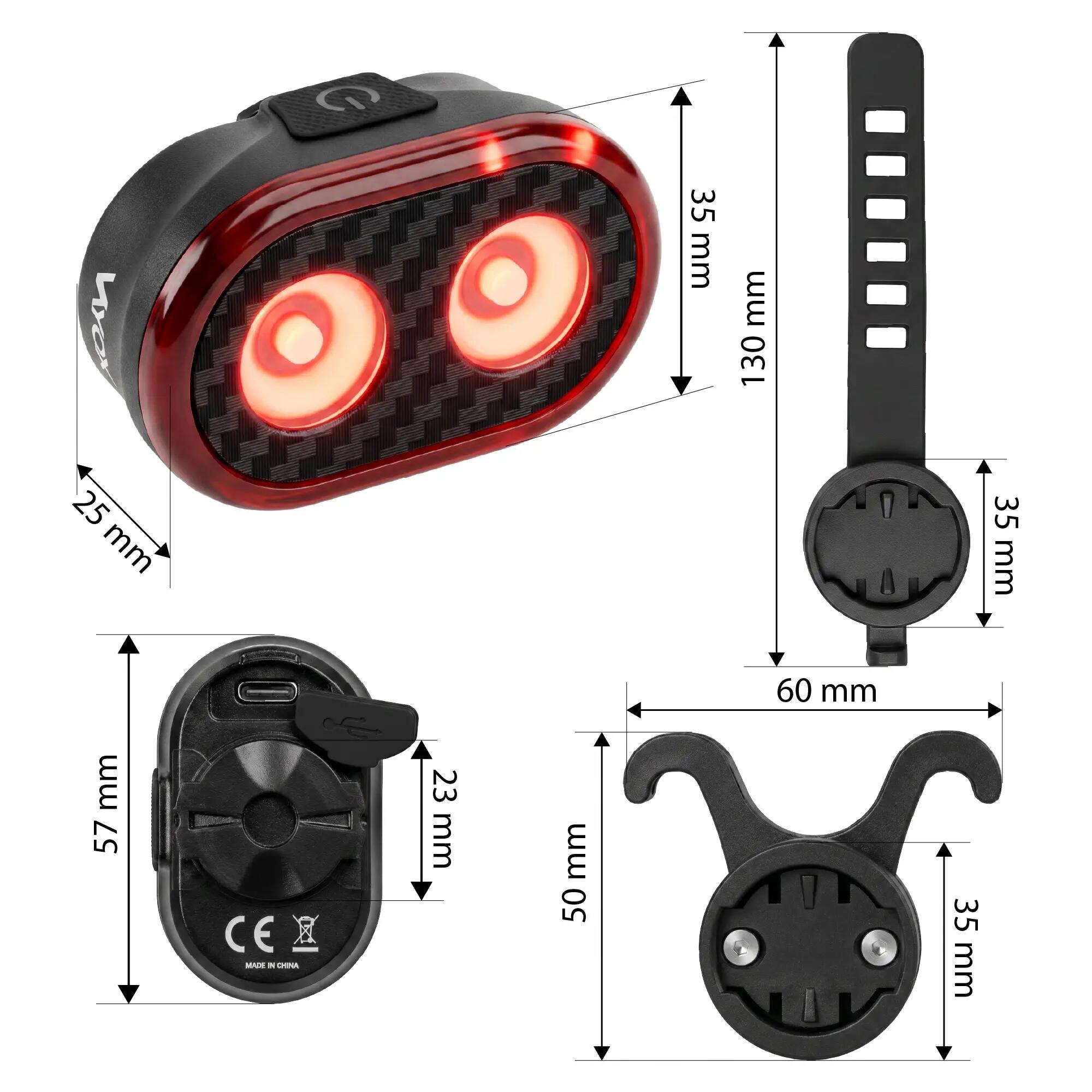Fietsverlichting set voor- en achterlicht Vayox VAF2200 + VAR200 USB-C 13/16