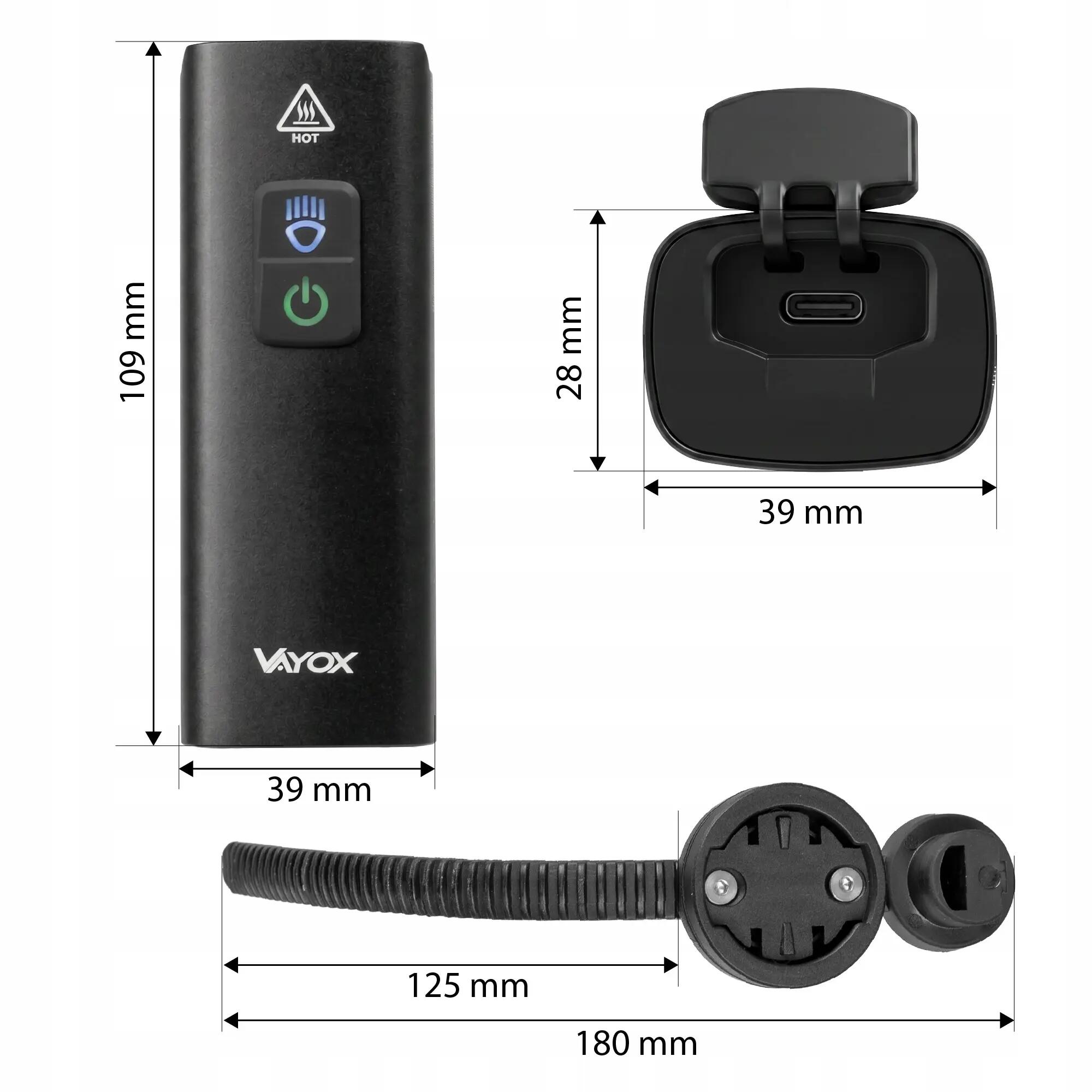 Fietsverlichting set voor- en achterlicht Vayox VAF2200 + VAR200 USB-C 12/16