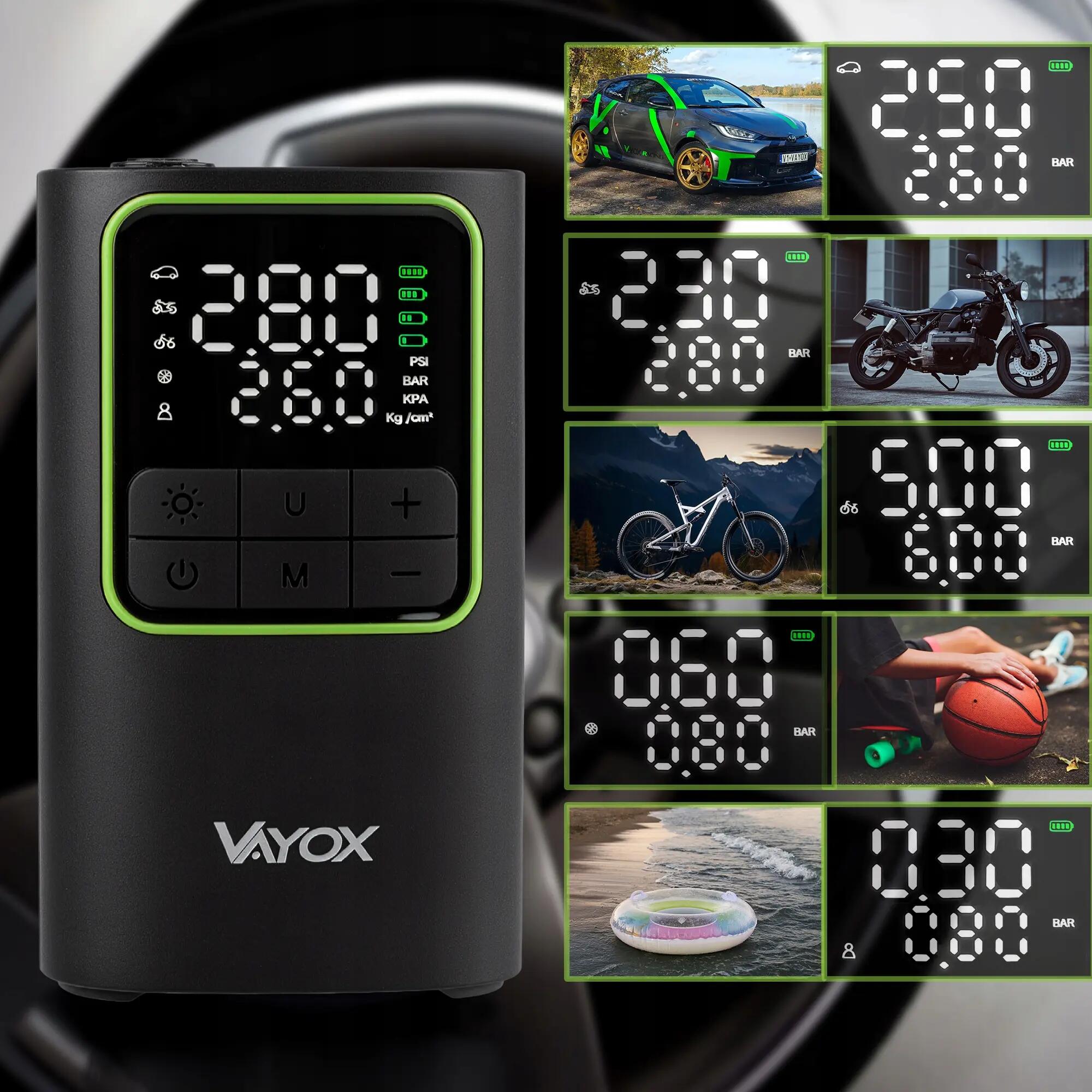 Akumulátorová cyklistická pumpa VA0409 4000mAh 10,3BAR kompresor 10/16
