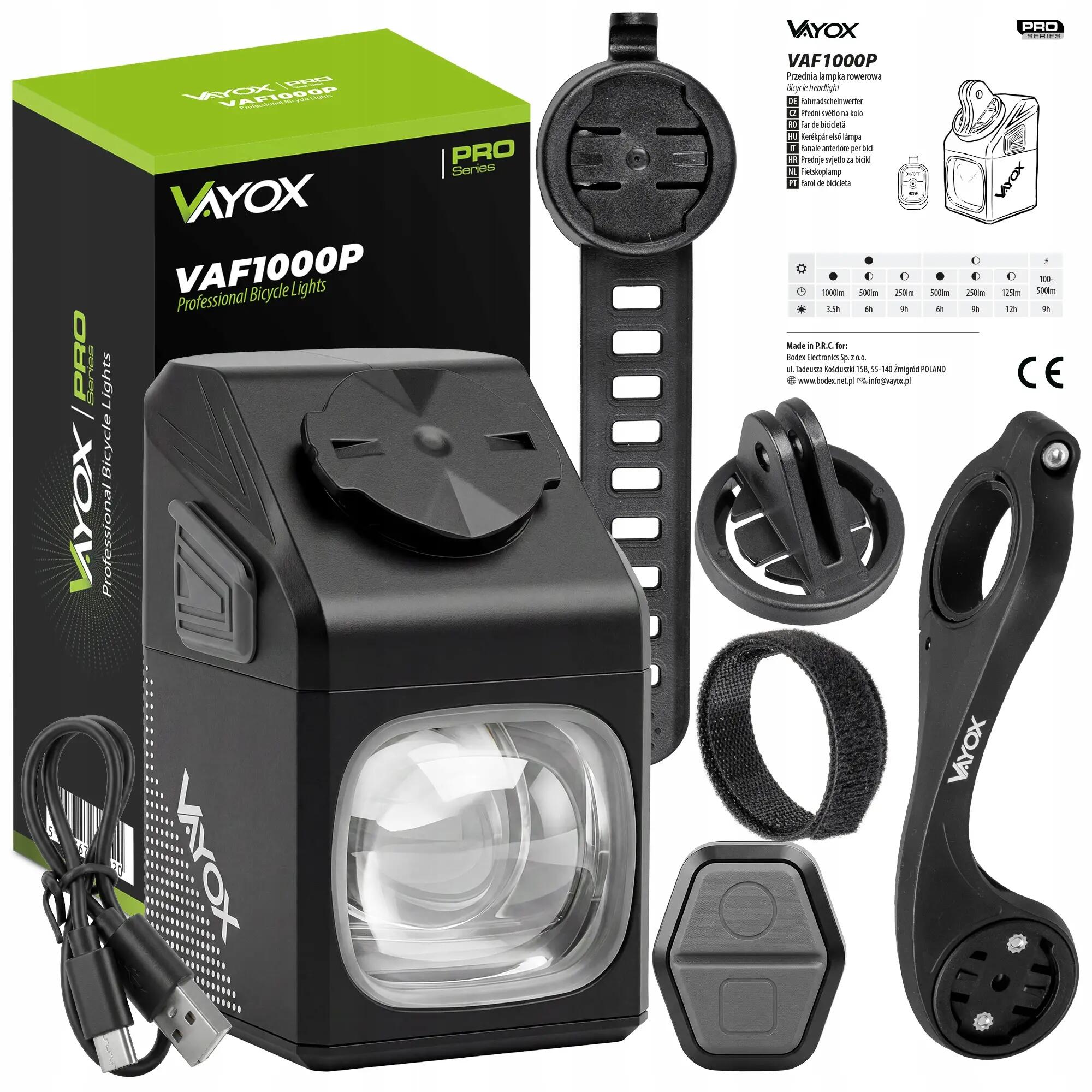 Přední světlo na kolo s držákem cyklopočítače Vayox VAF1000PRO 1000lm USB-C 15/16