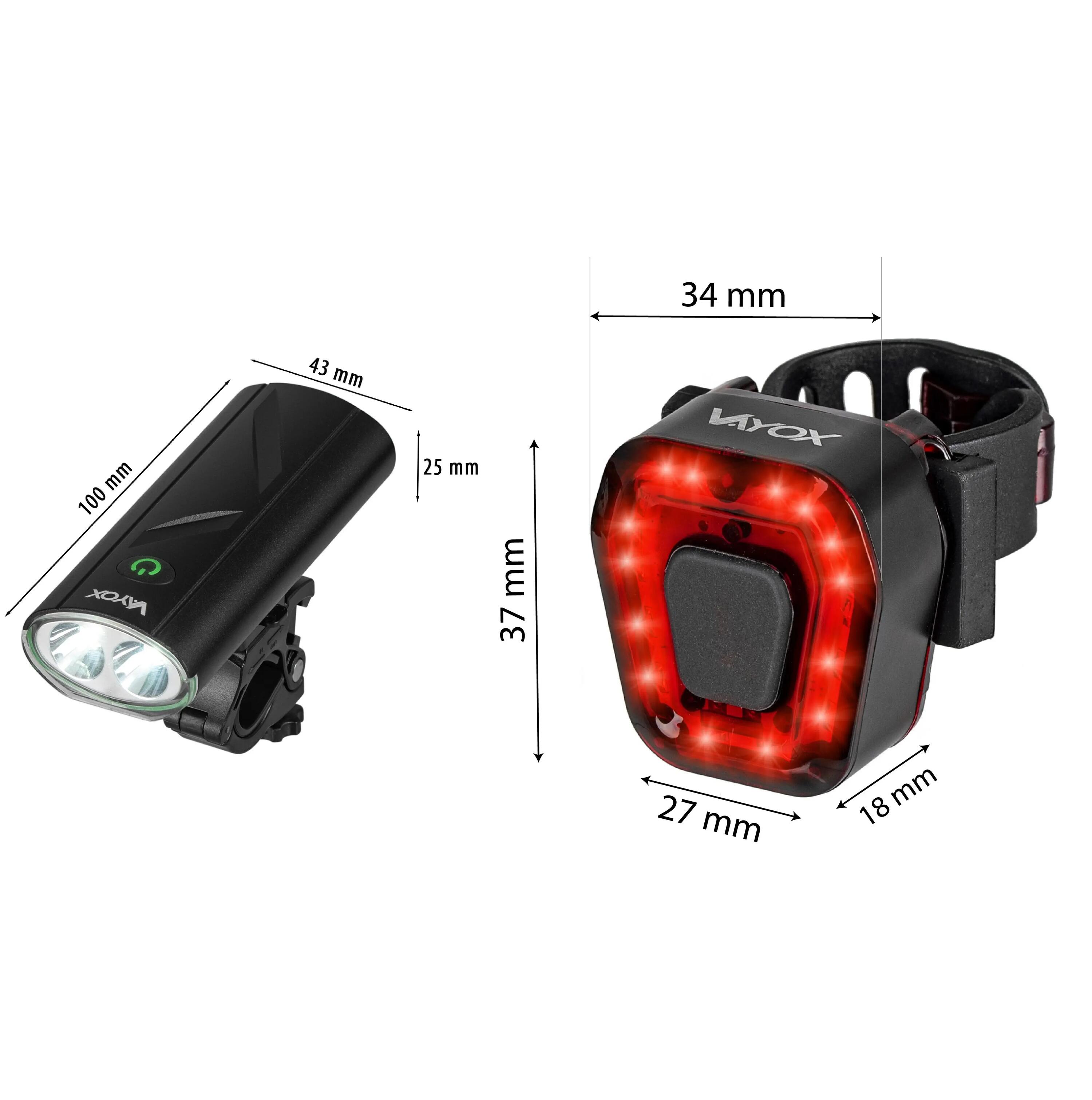 Jeu de feux de vélo VAYOX VA0111 + VA0048, avant et arrière 13/14
