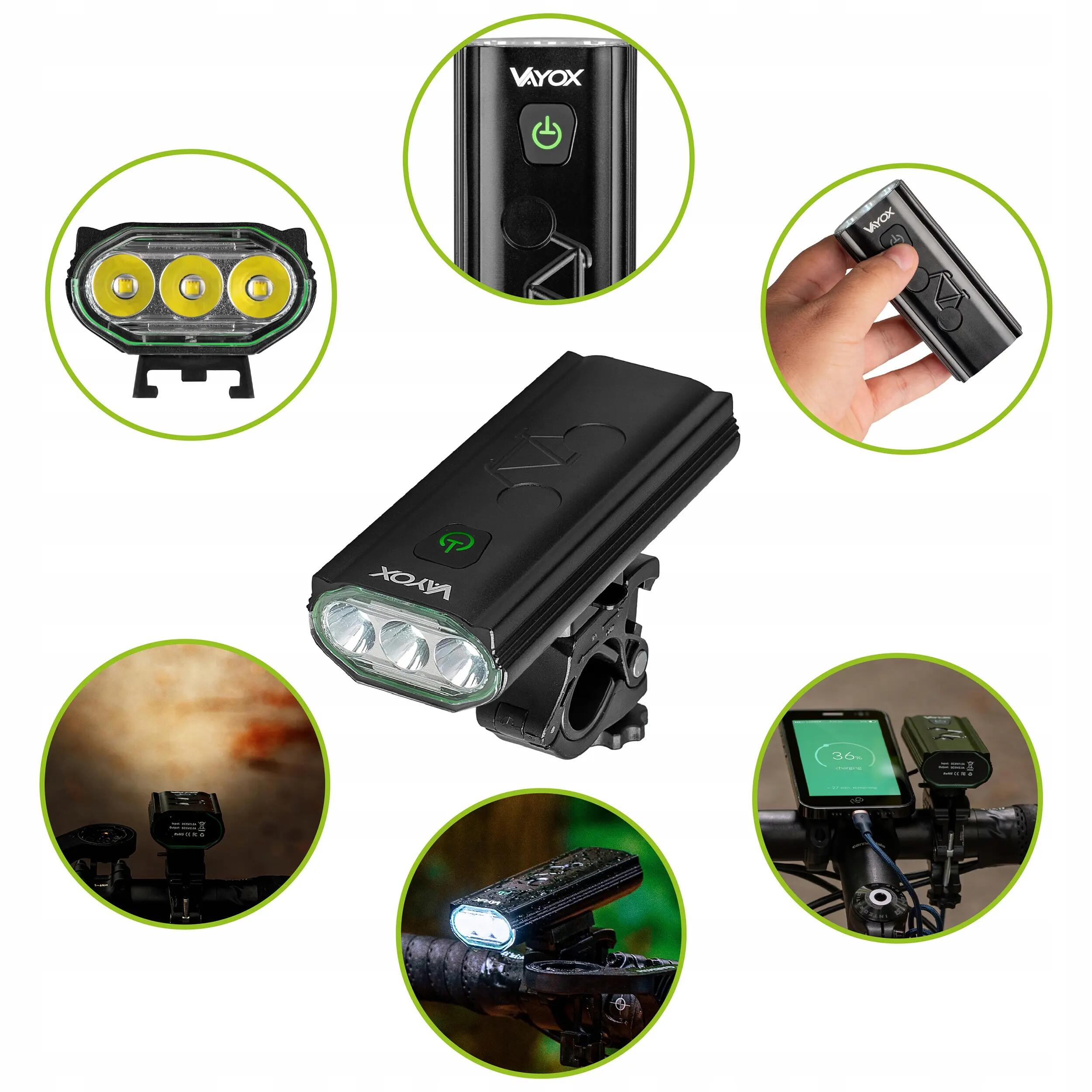 Sada cyklistických světel VA0112 + VA0156 přední a zadní USB-C 5/16