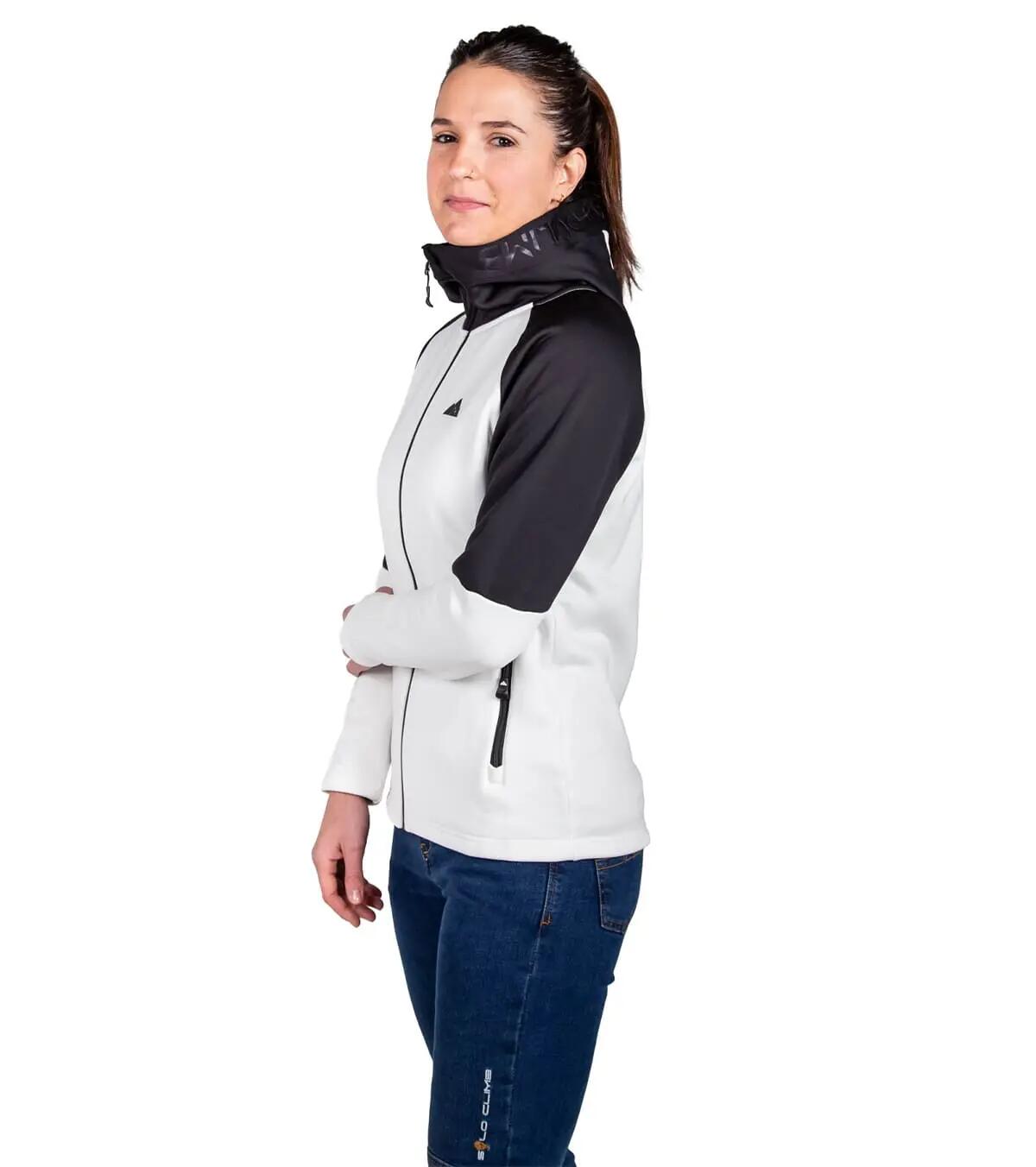 Chaqueta de Forro Polar de Montaña Transpirable Veletta para Mujer Blanco-Negro 4/5