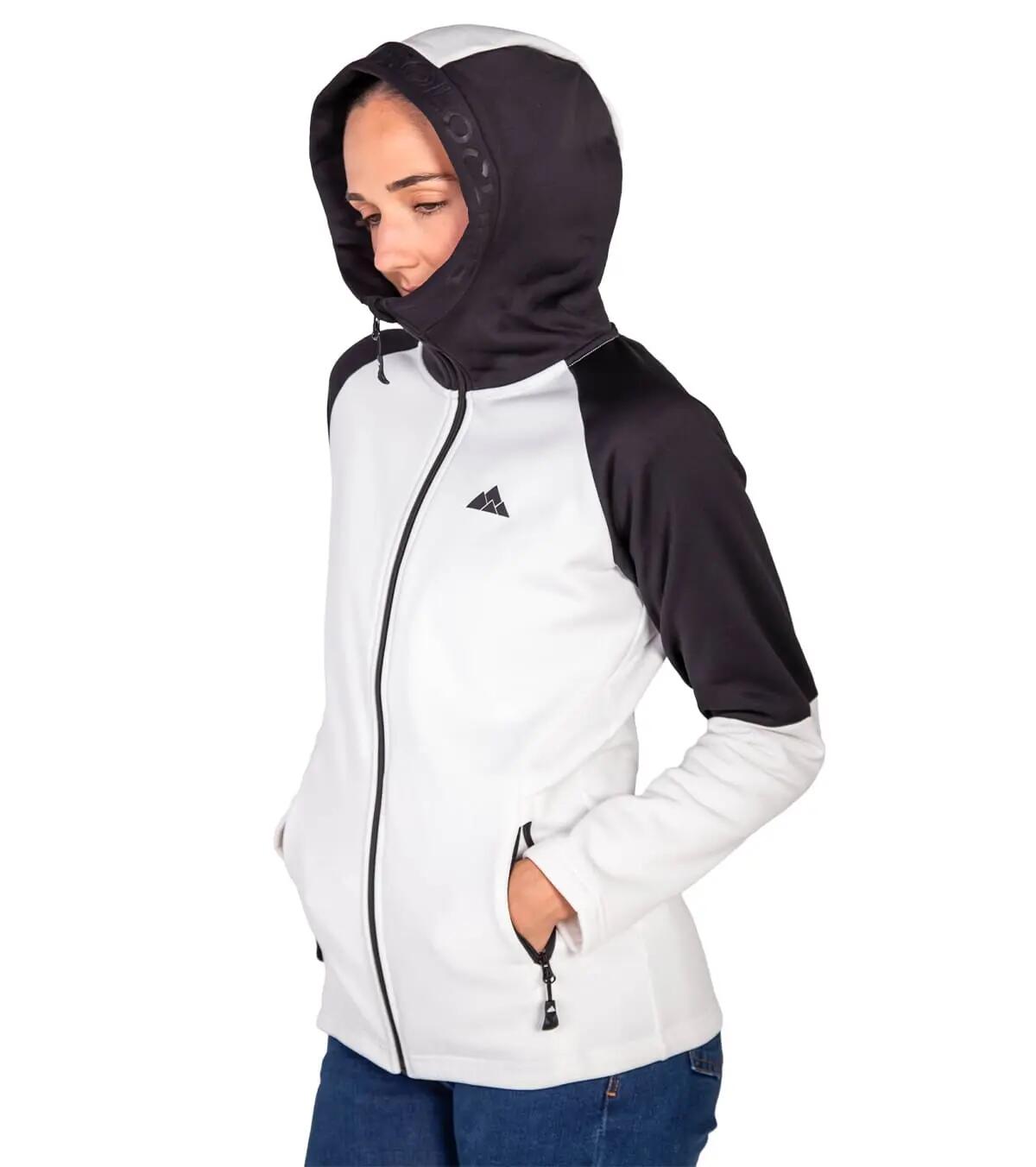 Chaqueta de Forro Polar de Montaña Transpirable Veletta para Mujer Blanco-Negro 3/5