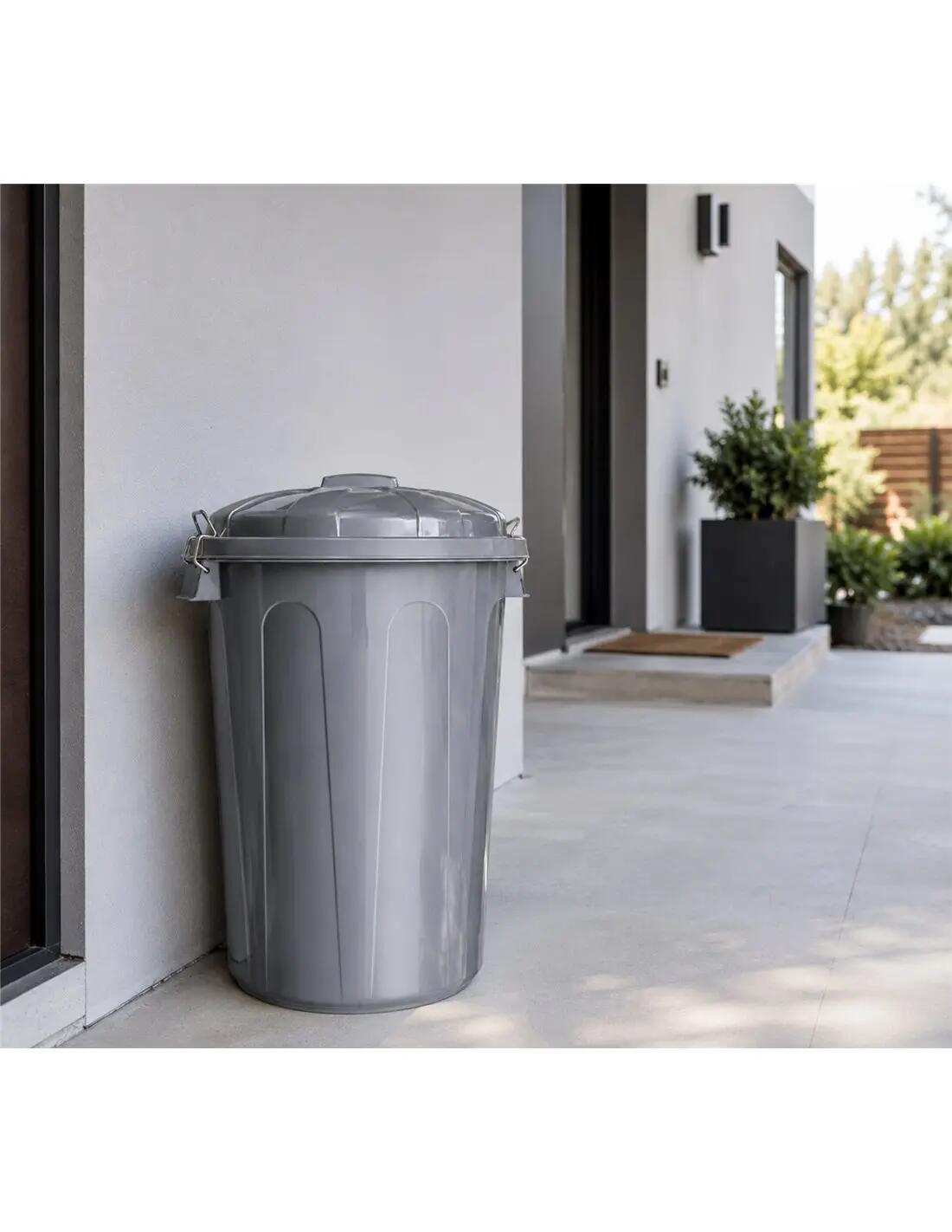 Cubo Basura Plástico con Tapa | Alta Res JARDIN202 Plata 70 litros 5/5