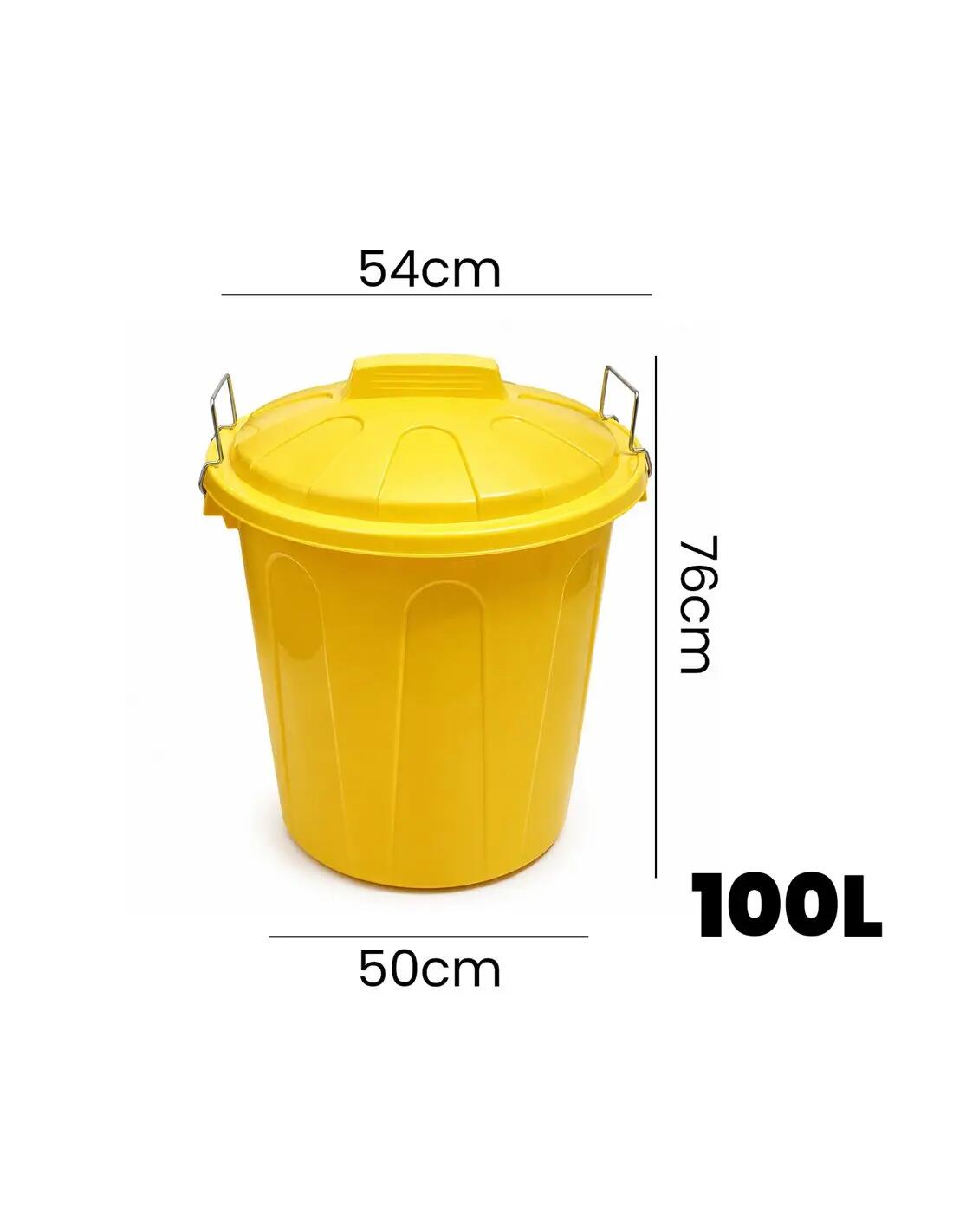 Cubo Basura Plástico con Tapa | Alta Res JARDIN202 Amarillo 100 litros 2/5