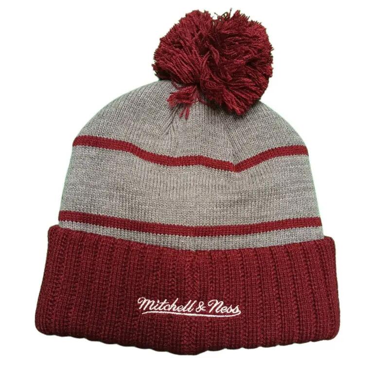 Bonnet NBA Chicago Bulls Mitchell & Ness Cardinal Pom Knit Gris 2/2