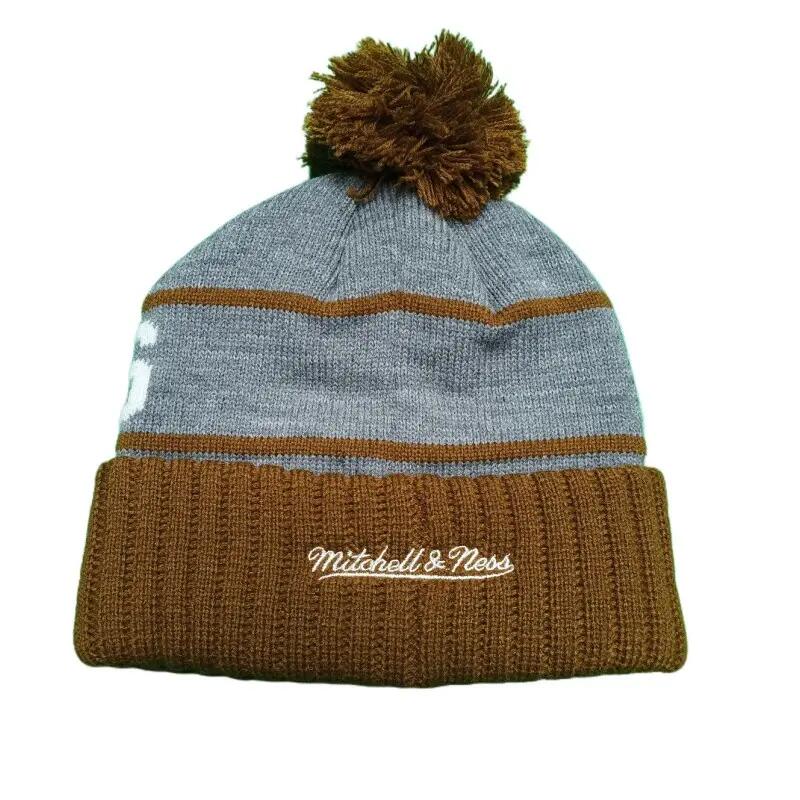 Bonnet NBA Los Angeles Lakers Mitchell & Ness Cardinal Pom Knit Gris 2/2