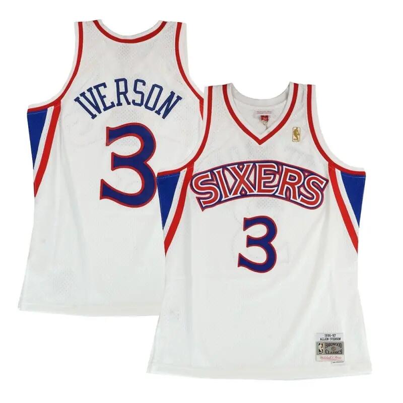 Maillot NBA Allen Iverson Philadelphie Sixers 1996-97 Home Road Mitchell & ness 3/3