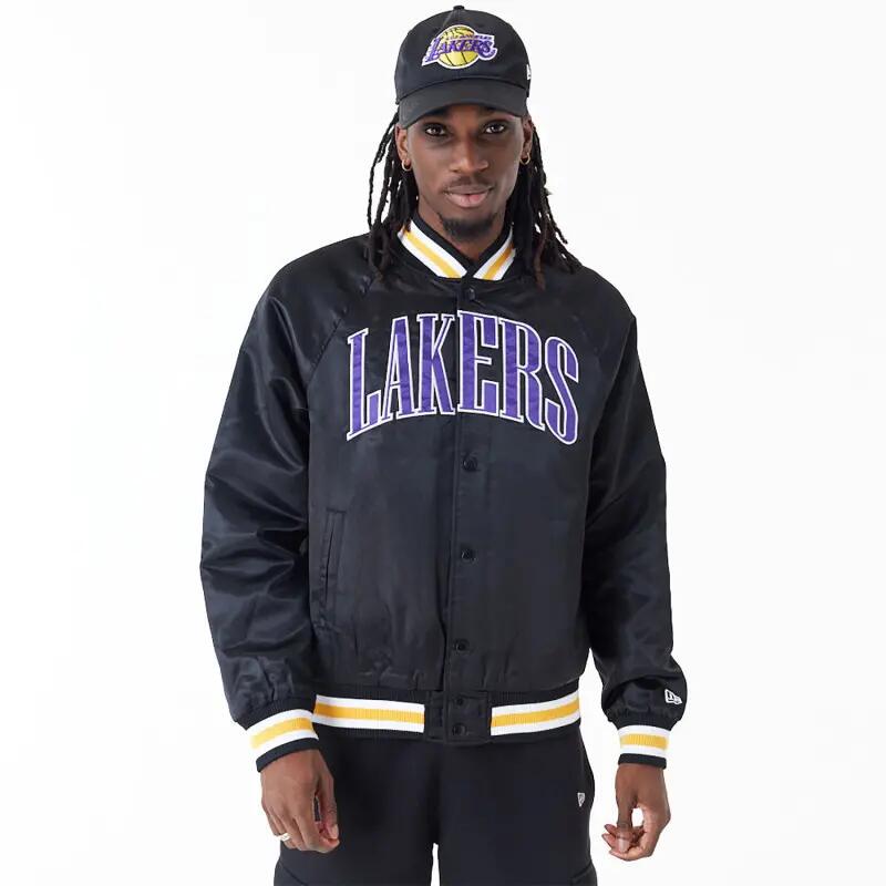 Bomber NBA Los Angeles Lakers New Era Applique Satin Noir 1/5