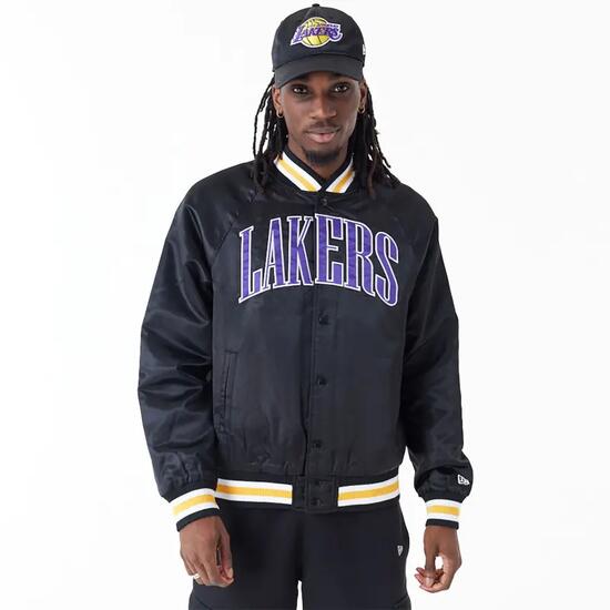 Bomber NBA Los Angeles Lakers New Era Applique Satin Noir