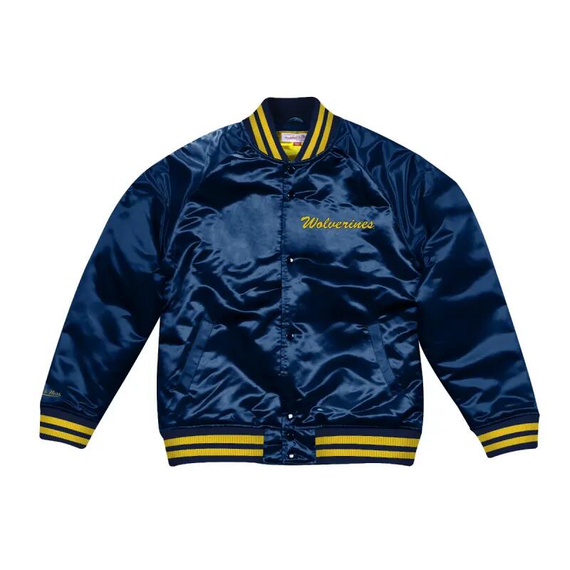 Veste NCAA Wolverines Mitchell & Ness Satin Bleu marine 1/1