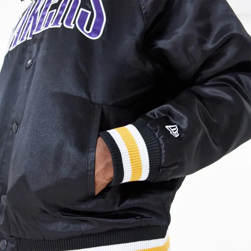 Bomber NBA Los Angeles Lakers New Era Applique Satin Noir 5/5
