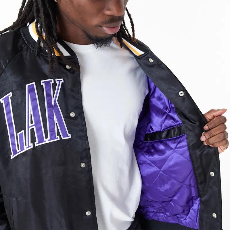 Bomber NBA Los Angeles Lakers New Era Applique Satin Noir 4/5