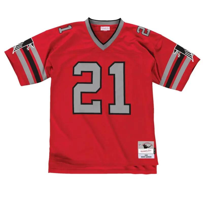 Maillot NFL Deion Sanders Atlanta Falcons 1989 Mitchell & Ness Legacy Retro Roug 1/2