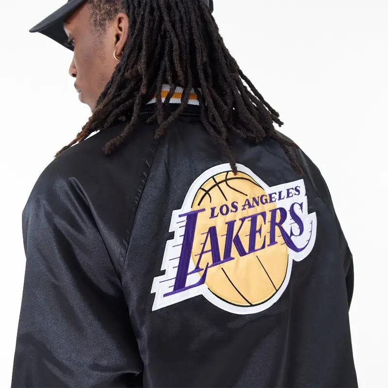 Bomber NBA Los Angeles Lakers New Era Applique Satin Noir 2/5