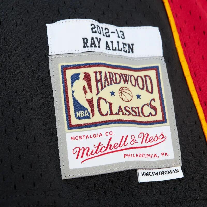 Maillot NBA Ray Allen Miami Heat 2012-13 Mitchell & ness Hardwood Classic Noir 3/4