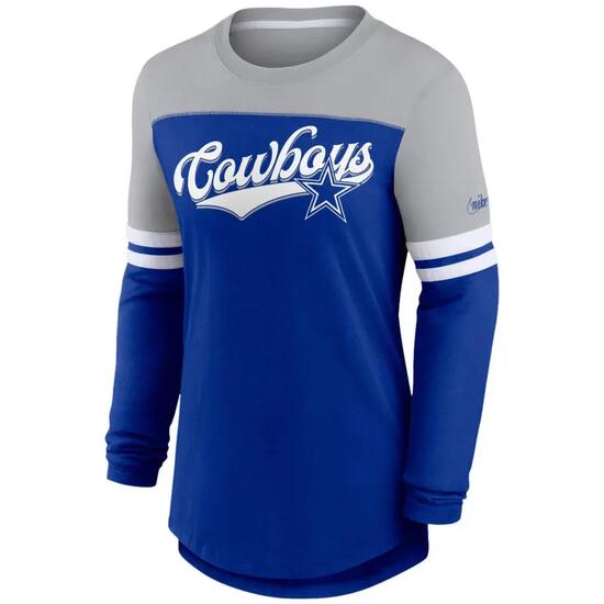 T-shirt Manches longues NFL Dallas Cowboys Nike LS Raglan Fashion Bleu pour Femm