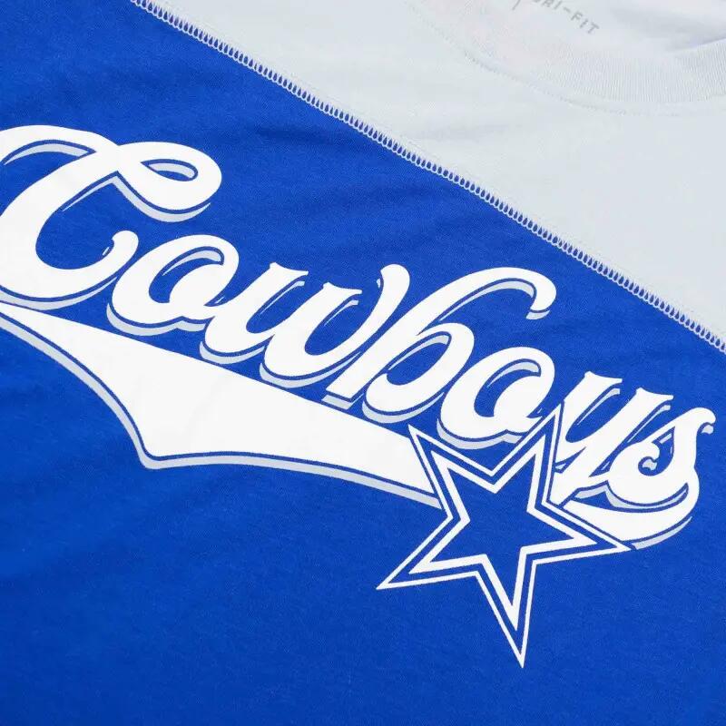 T-shirt Manches longues NFL Dallas Cowboys Nike LS Raglan Fashion Bleu pour Femm 3/4