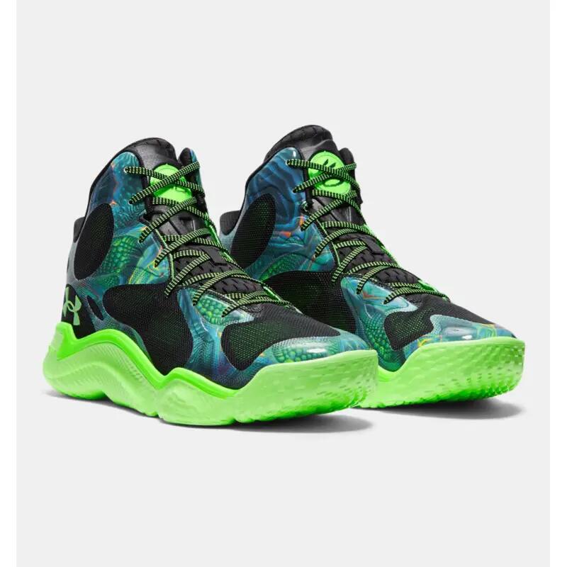 Chaussure de Basketball Under Armour Curry Spawn Flotro Vert 2/4