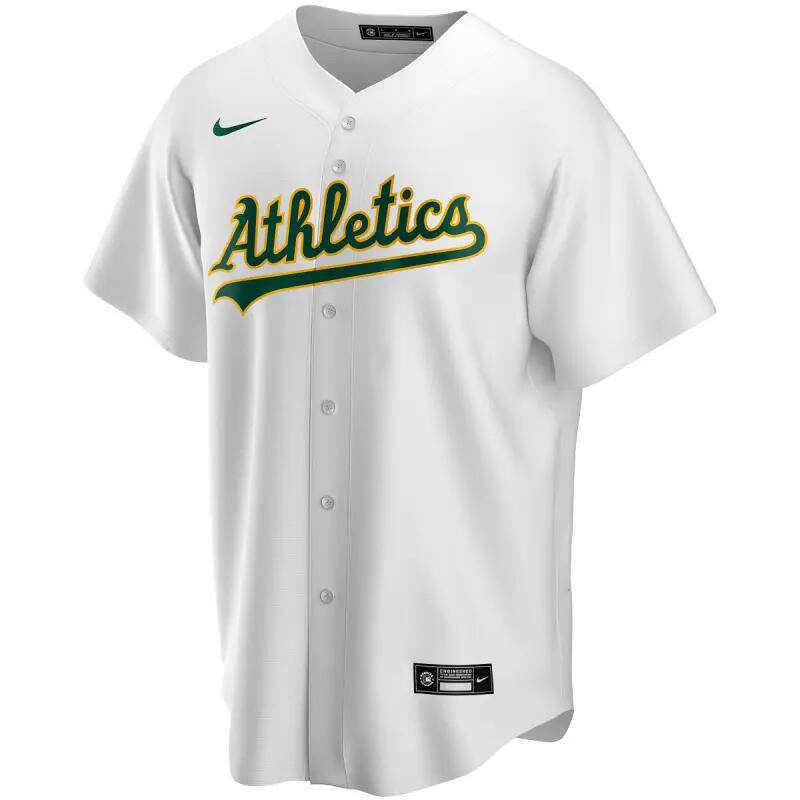 Maillot de Baseball MLB Oakland Athletics Nike Replica Home Blanc pour Homme 1/2